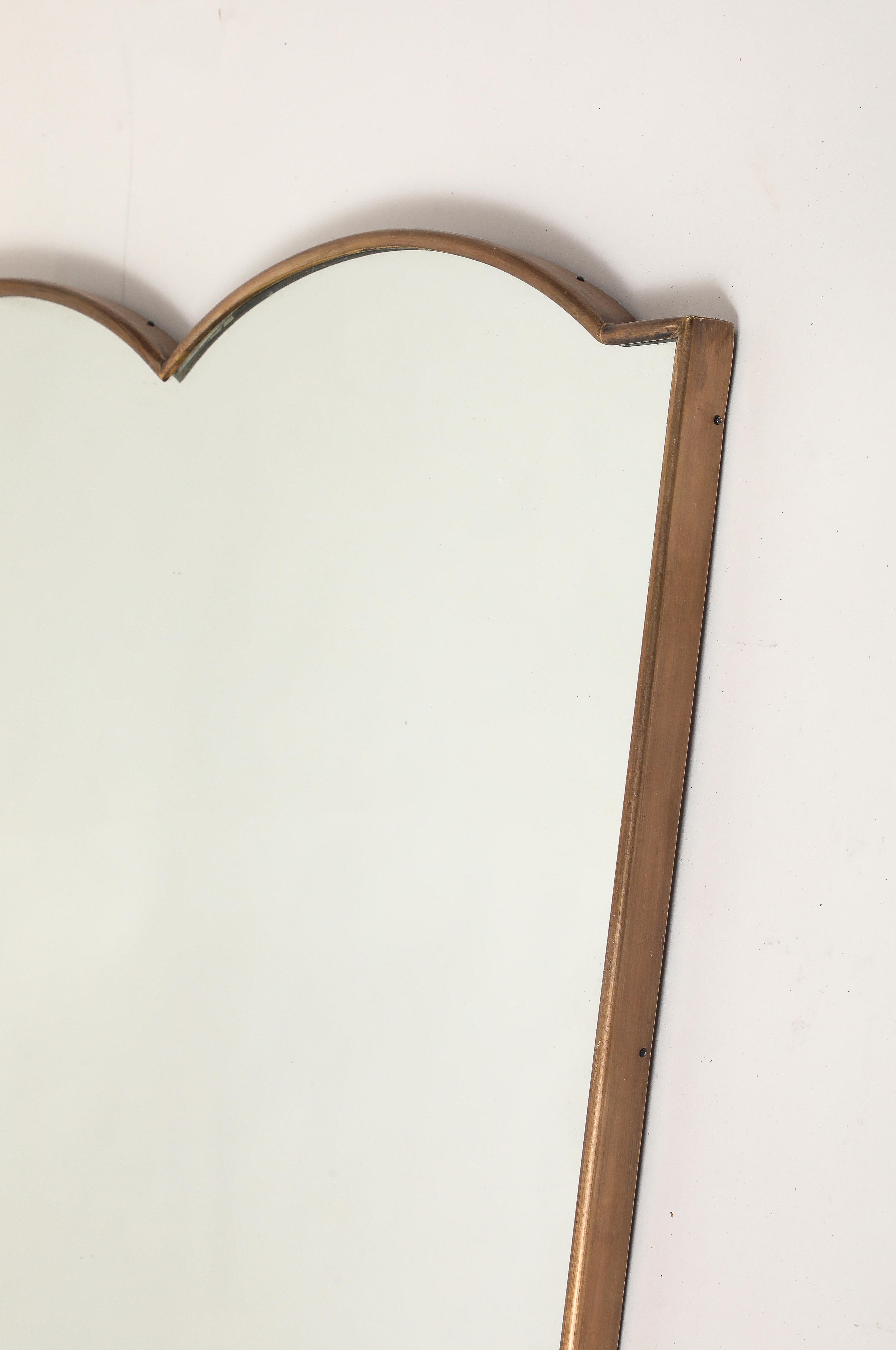 1950s Italian Shield Shaped Brass Mirror For Sale 5