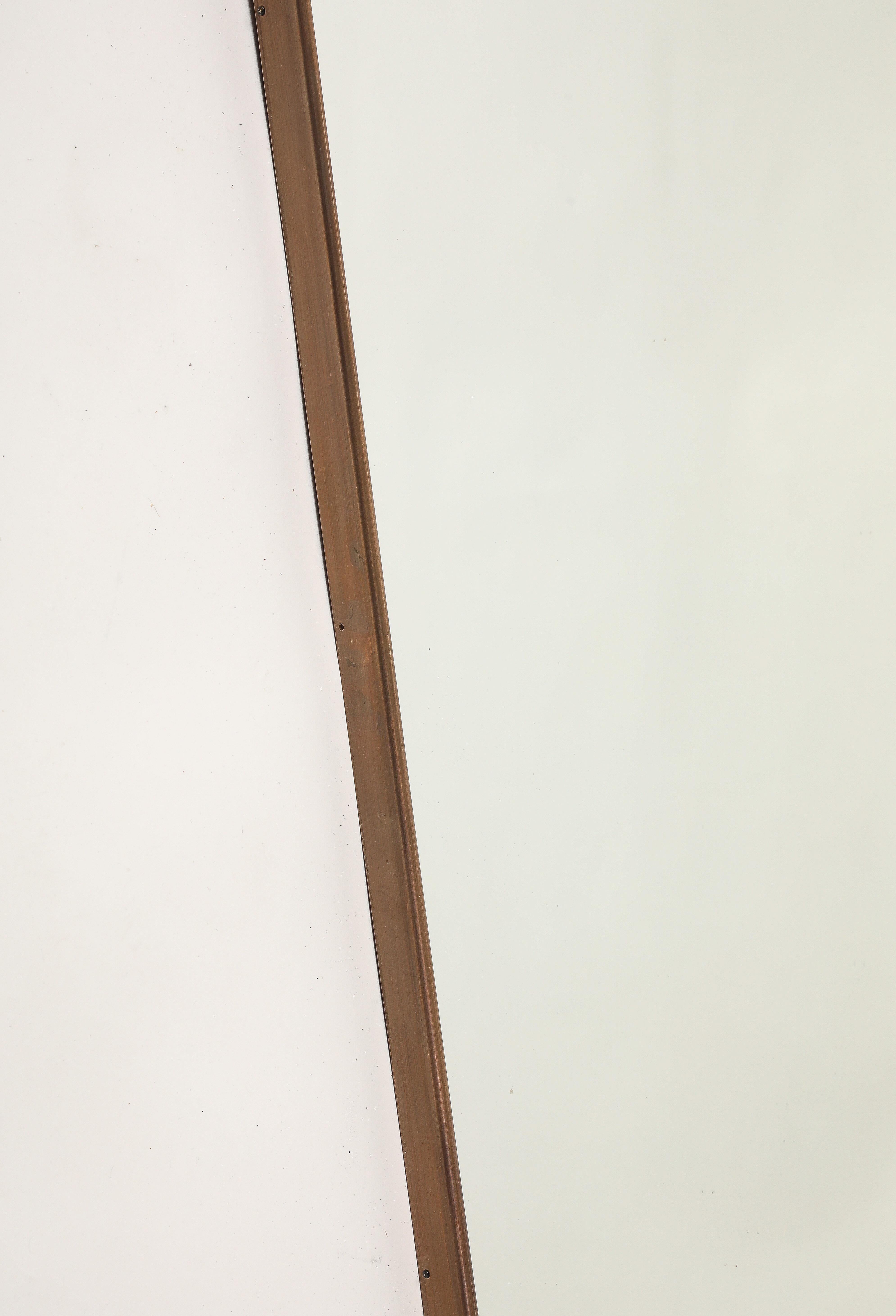1950s Italian Shield Shaped Brass Mirror For Sale 6