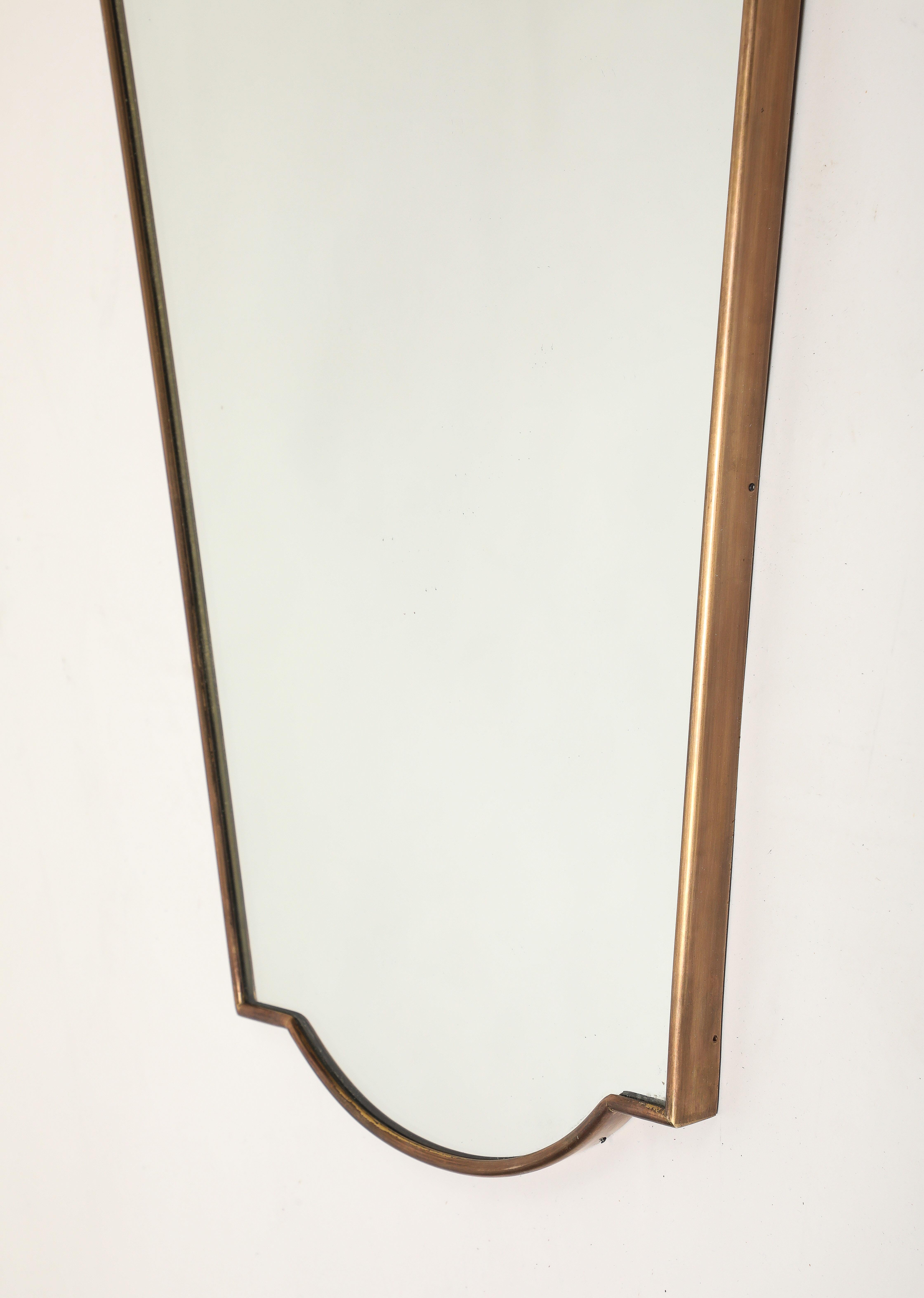 1950s Italian Shield Shaped Brass Mirror For Sale 10