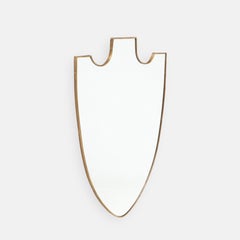 1950s Italian Shield Shaped Brass Mirror