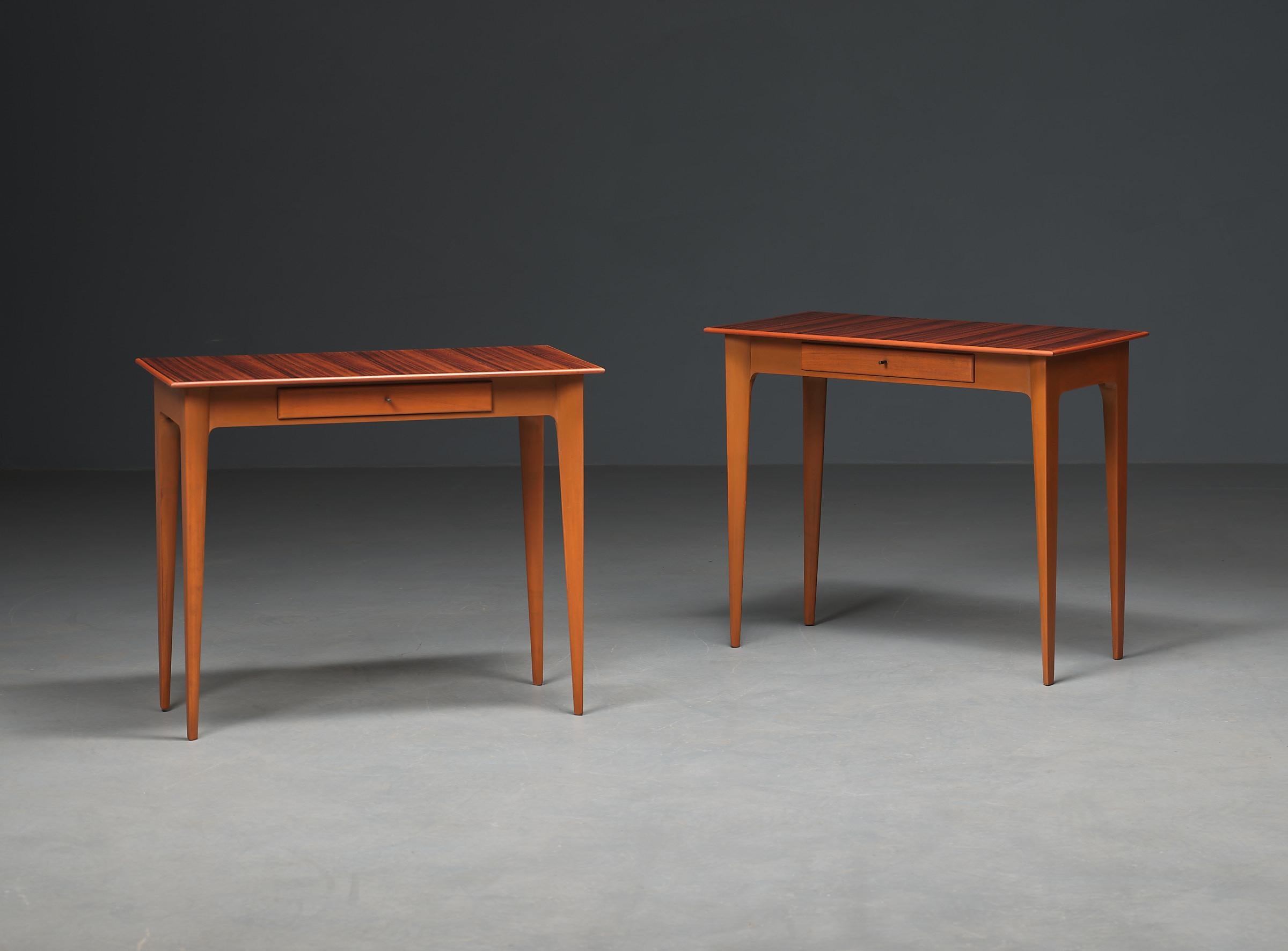 Mid-20th Century 1950s Italian Side Tables - Exquisite Woodwork and Airy Design For Sale
