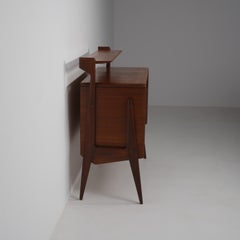 Buffet italien des années 1950 en Wood exotique avec intérieur en Oak et détails en laiton