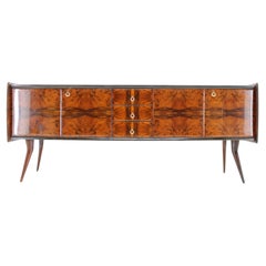 1950s Italian Sideboard with Walnut Veneer in High Gloss Finish