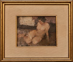 1950s Italian Signed Modern Painting Nude of Women