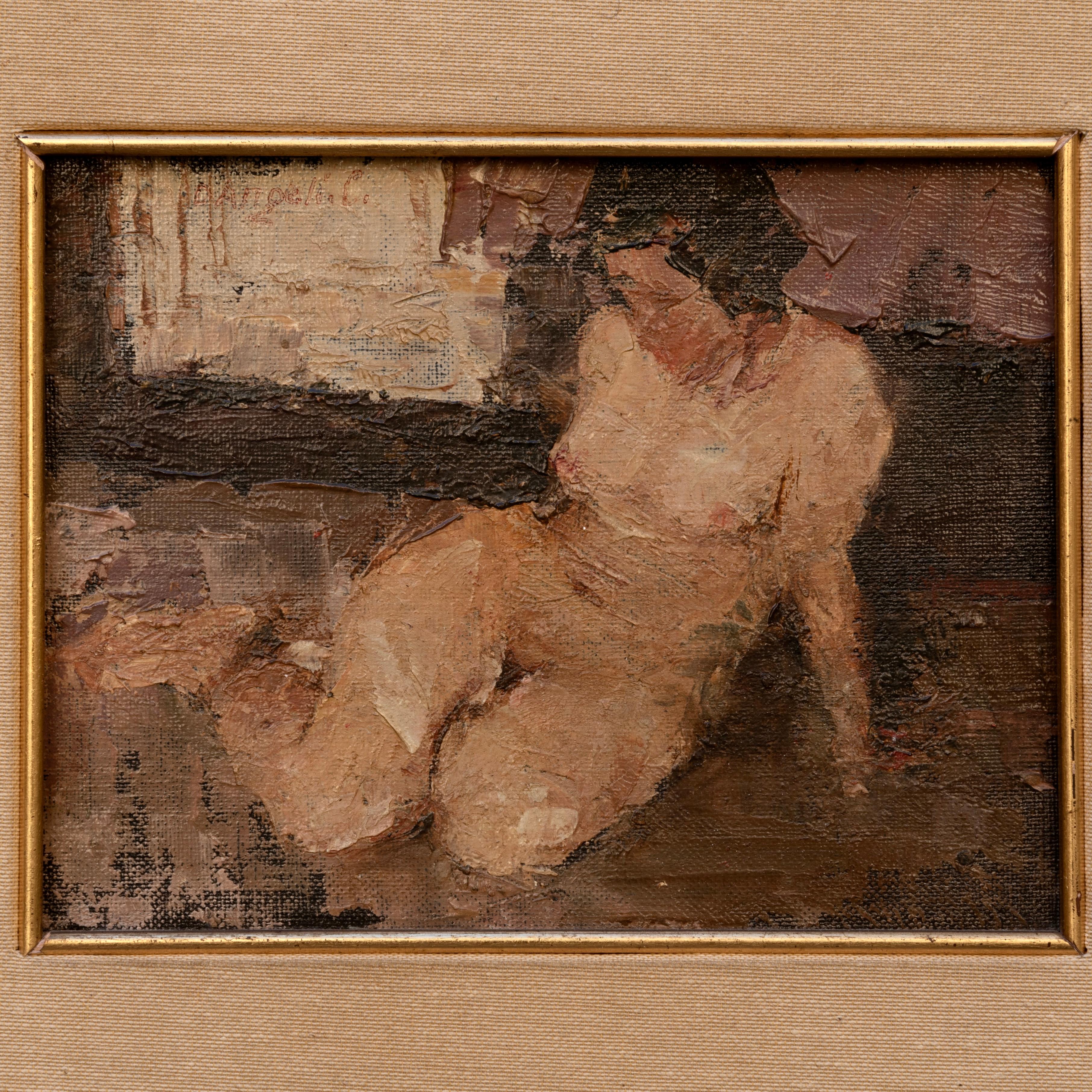 Mid-20th Century 1950s Italian Signed Modern Painting Nude of Women