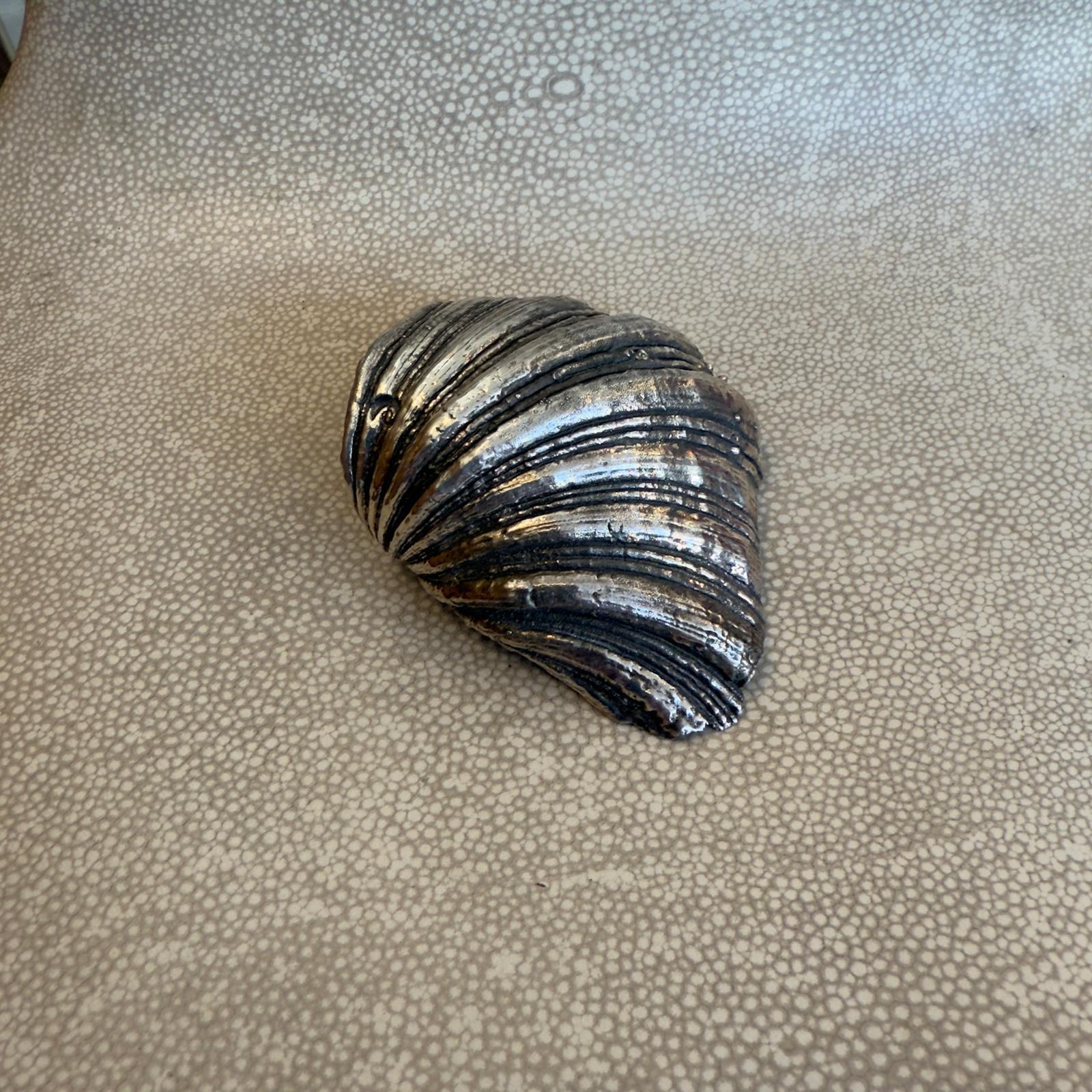 Silvered 1950's Italian Silver Coated Seashell Stamped Buccellati With A Silver Marks For Sale