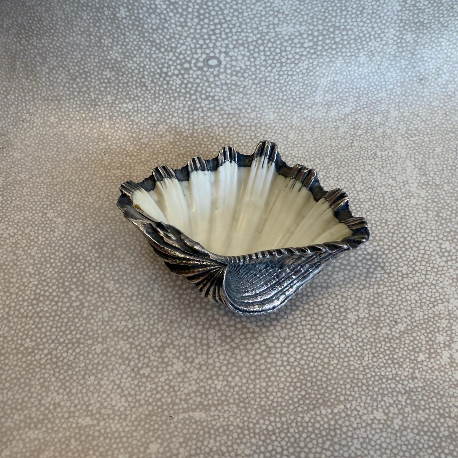 1950's Italian Silver Coated Seashell Stamped Buccellati With A Silver Marks In Good Condition For Sale In London, GB