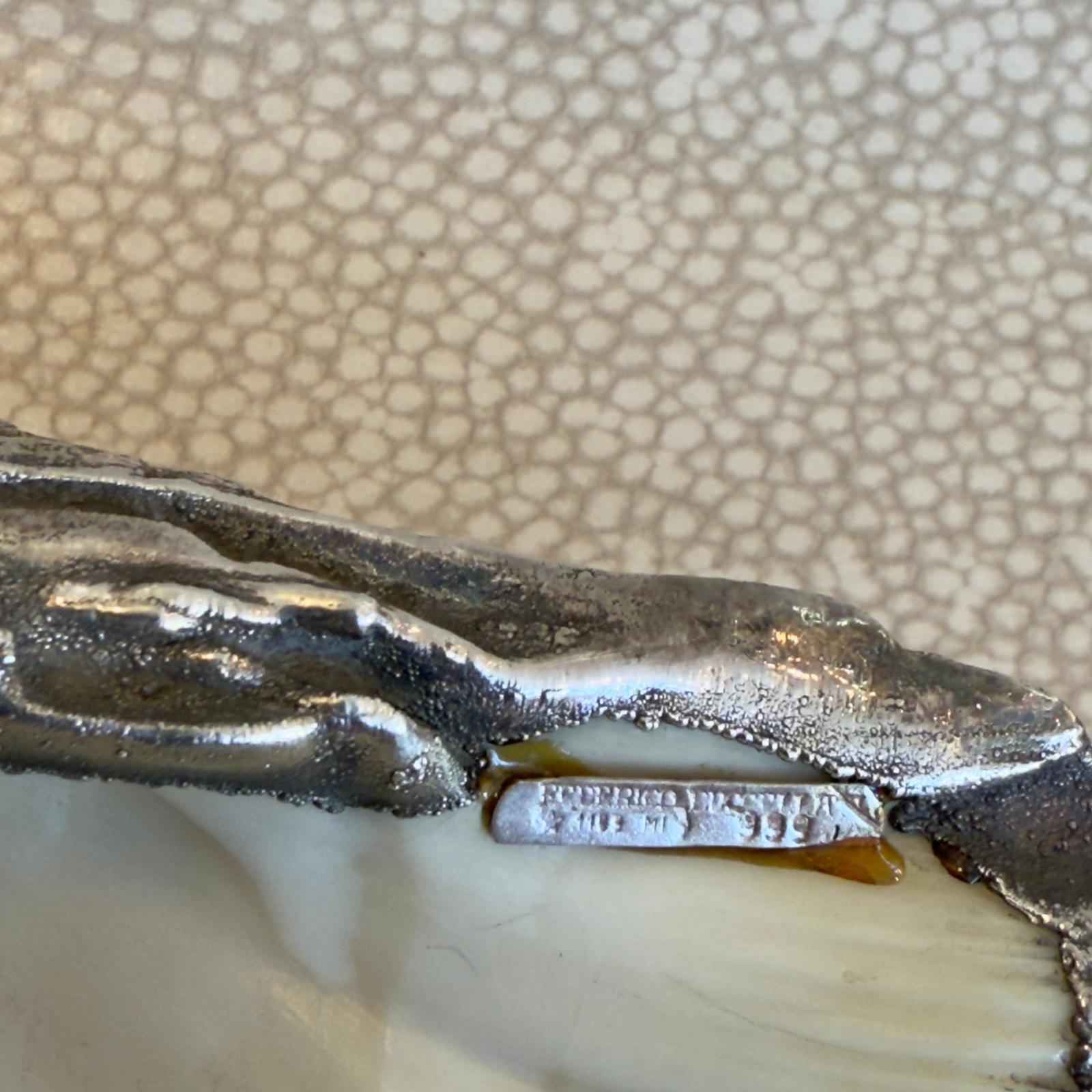 1950's Italian Silver Coated Seashell Stamped Buccellati With A Silver Marks For Sale 2