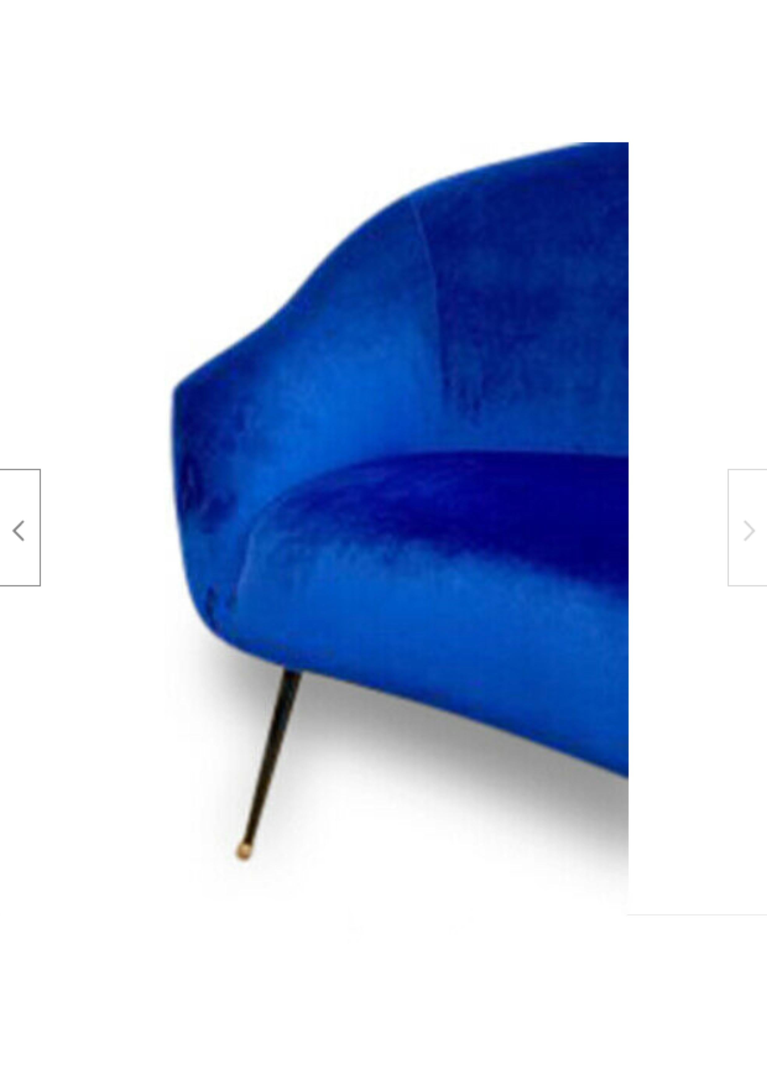 1950s Italian Soft Three-Seat Blue Velvet In Good Condition In London, GB