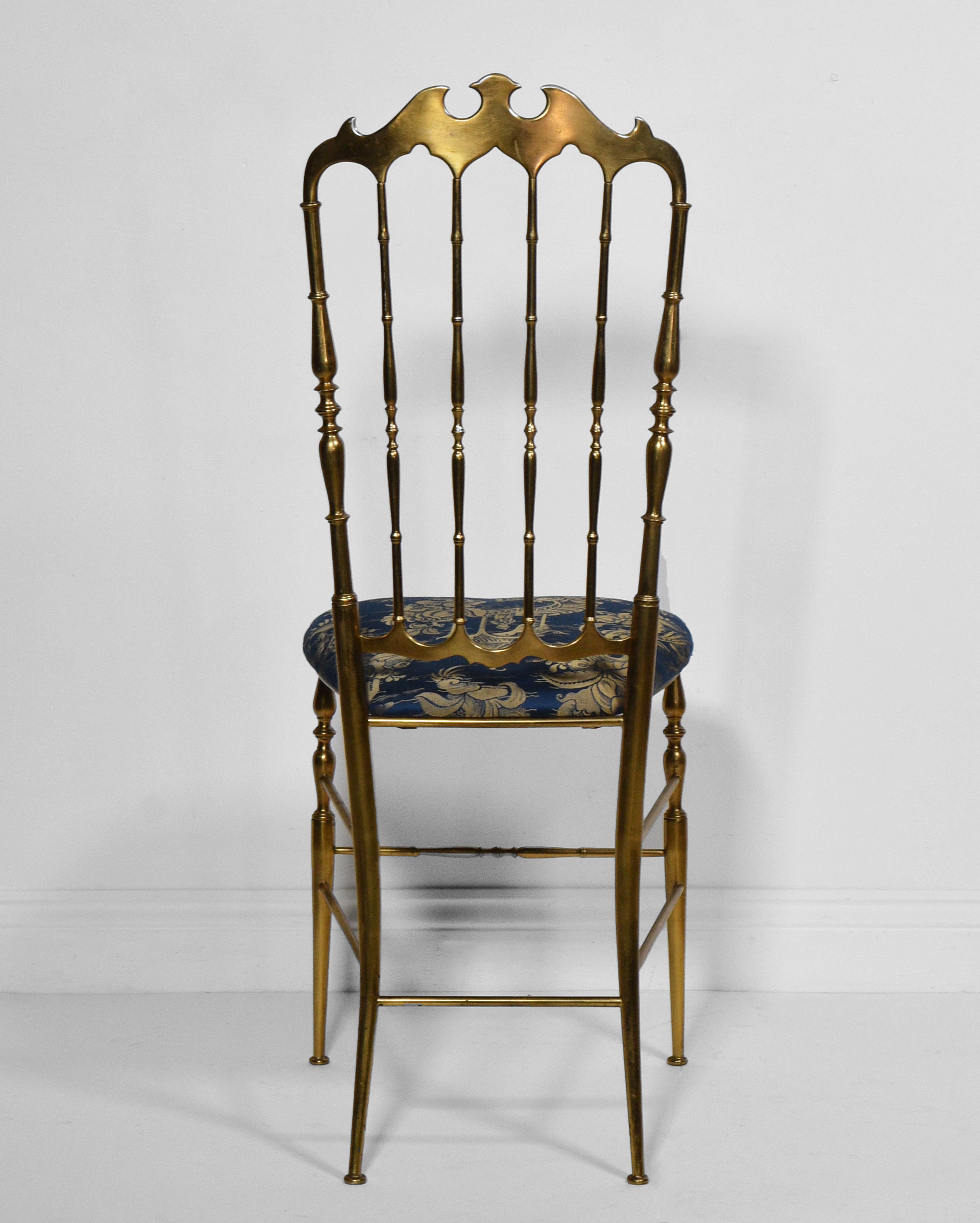 1950s Italian Solid Brass Chiavari High Back Vanity Side Chair Mid Century 2