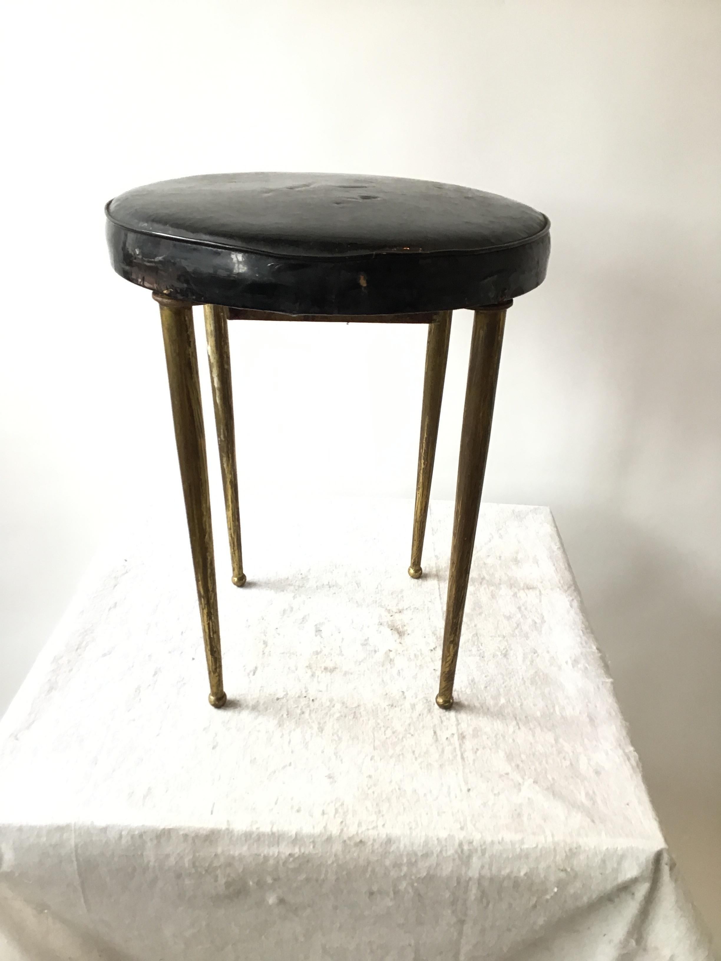 1950s Italian solid brass vanity stool.