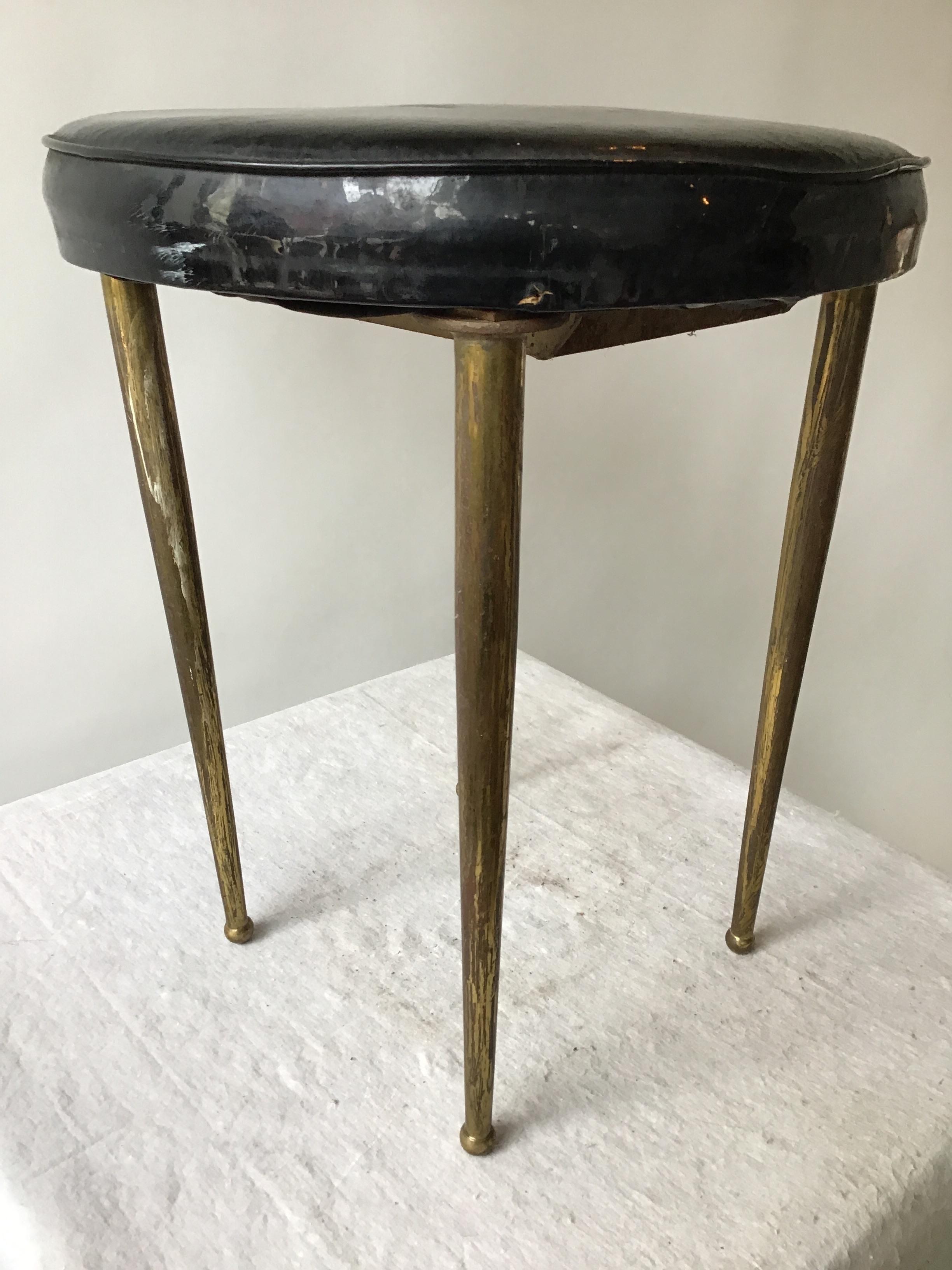 1950s Italian Solid Brass Vanity Stool In Good Condition In Tarrytown, NY