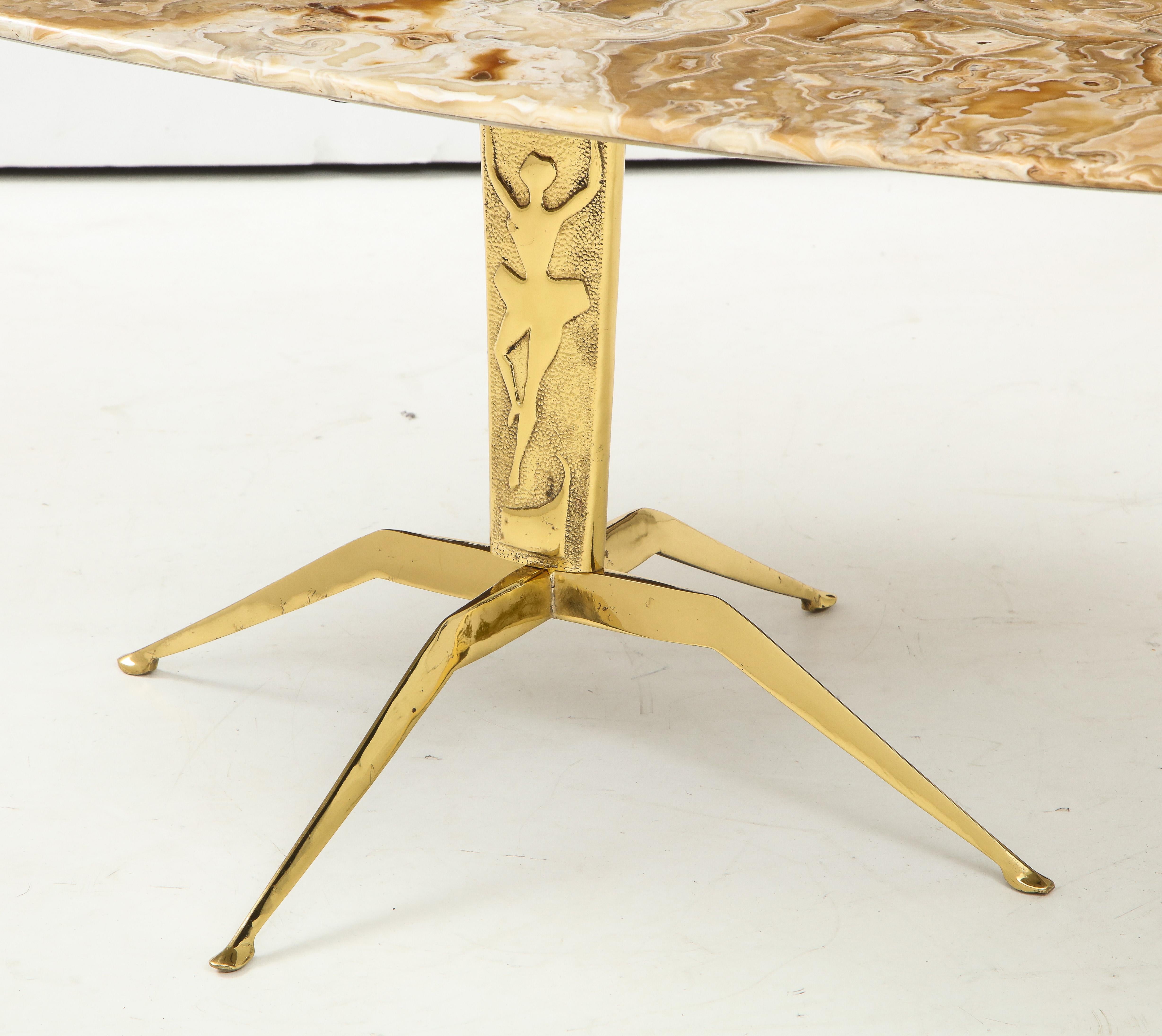 1950s Italian Spider Brass Base and Onyx Coffee Table 4