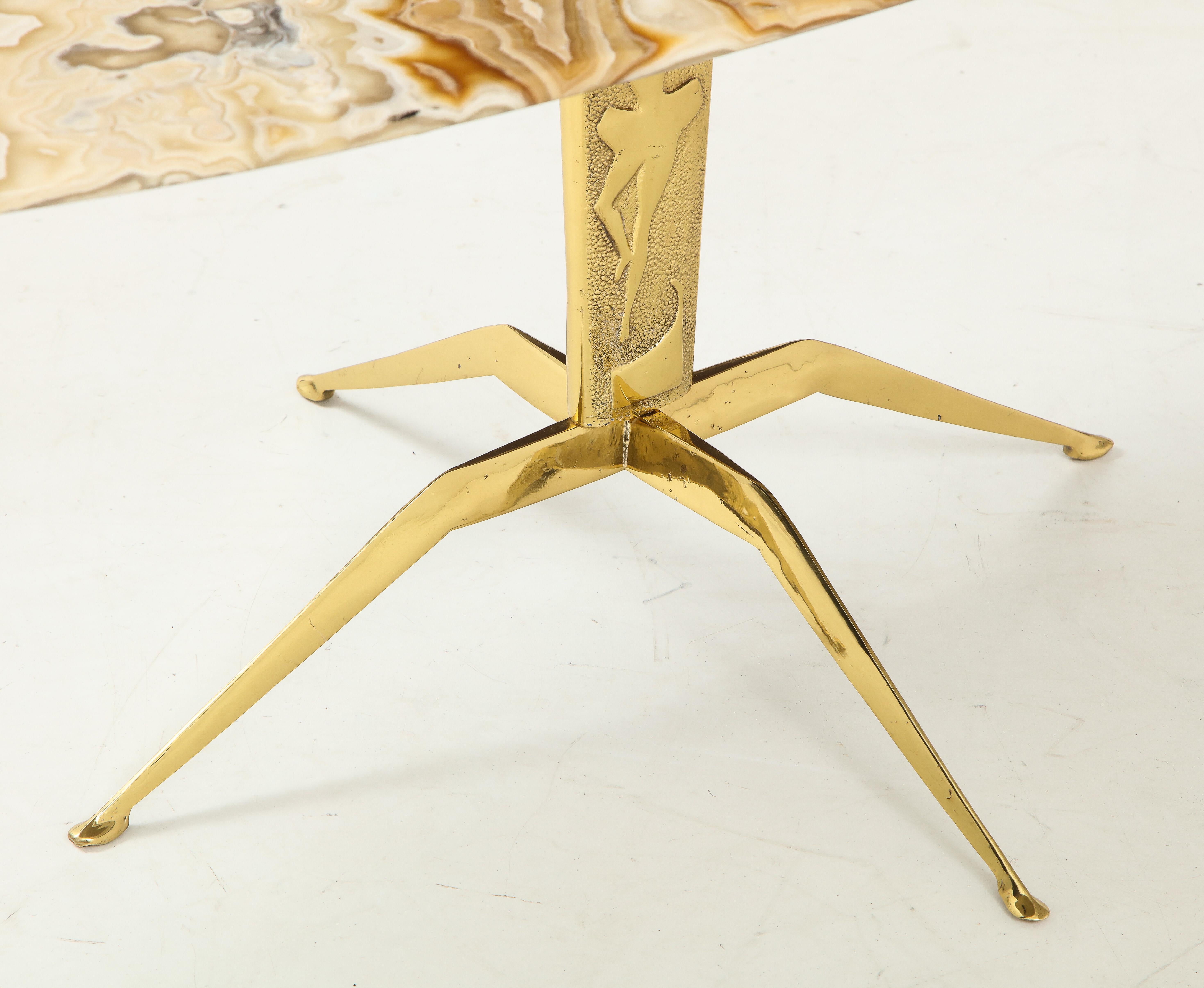 1950s Italian Spider Brass Base and Onyx Coffee Table 6
