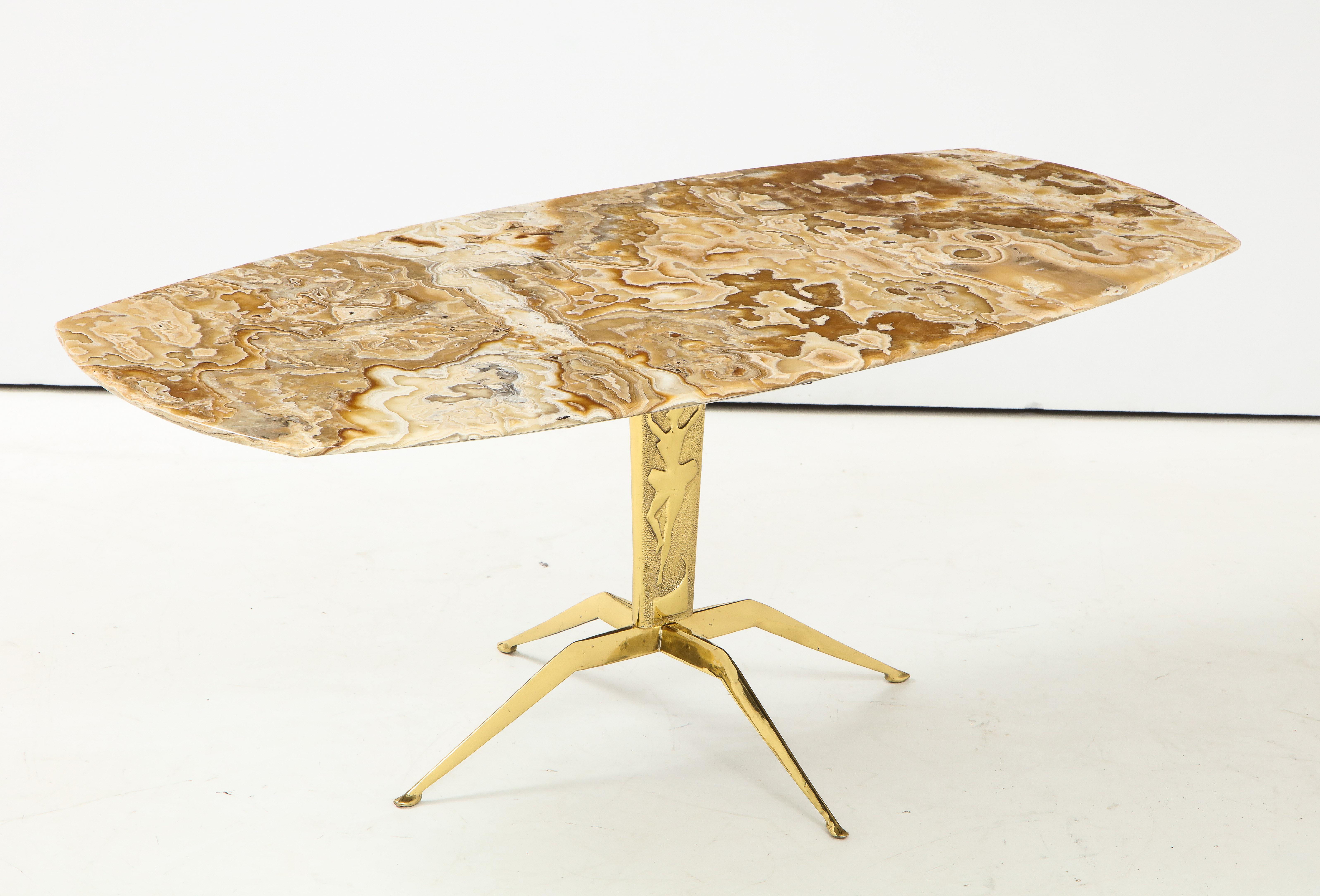 1950s Italian Spider Brass Base and Onyx Coffee Table 8