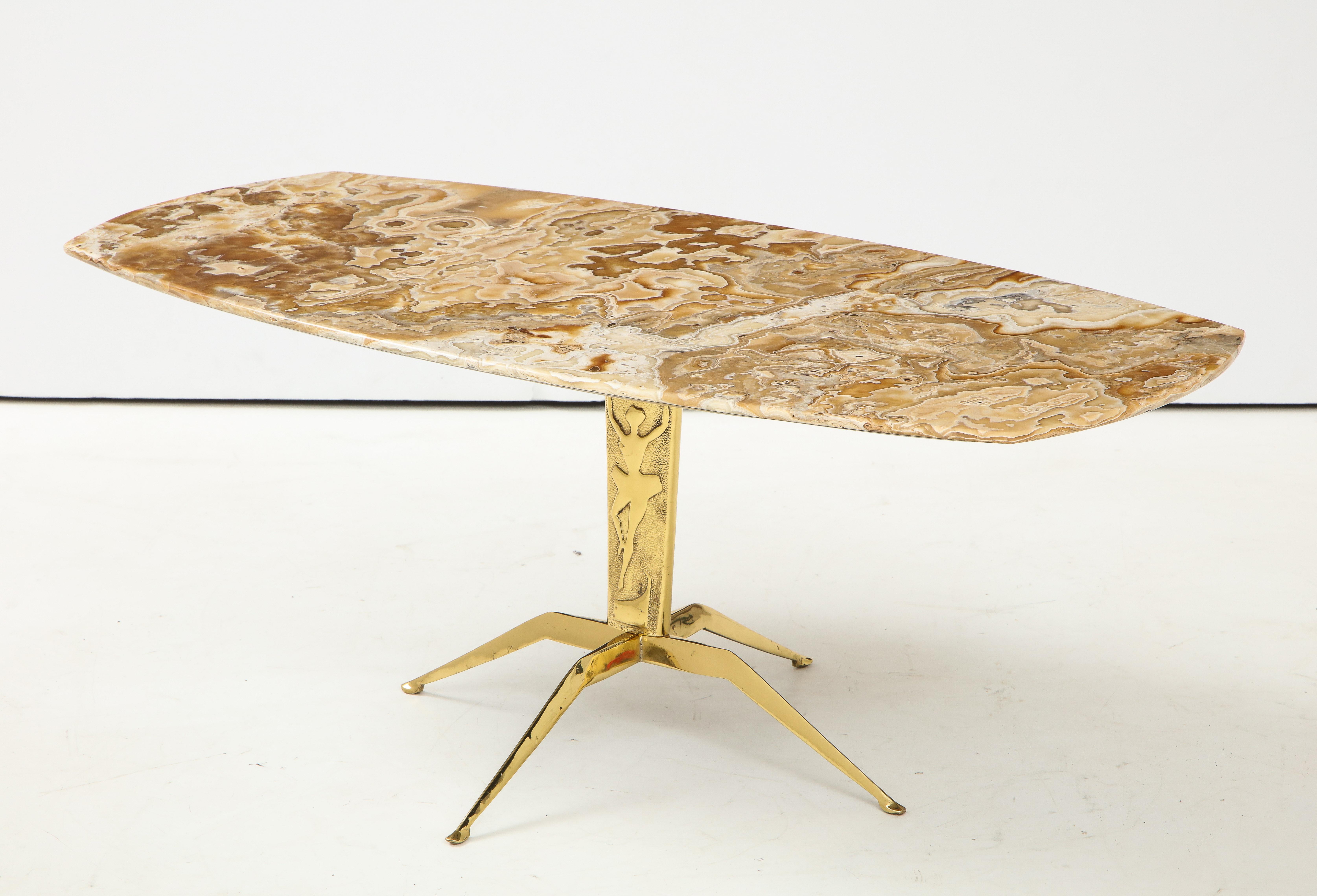 1950s Italian Spider Brass Base and Onyx Coffee Table 3
