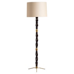 1950
s Italian Spiral Wood Floor lamp