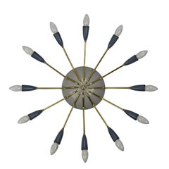1950s Italian Sputnik Chandelier Vintage Elegance with Twelve Spider Brass Arms