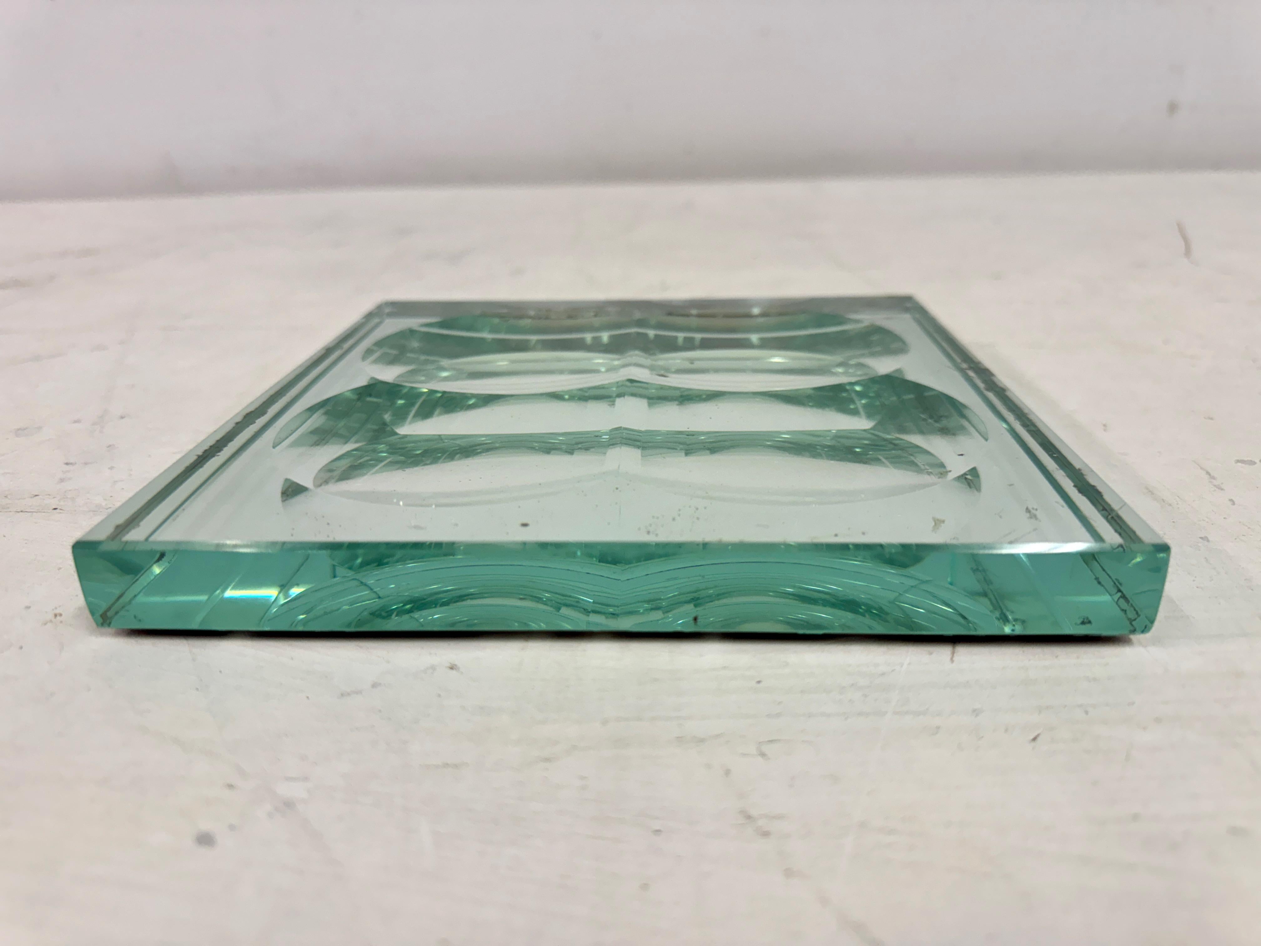 Mid-Century Modern 1950s Italian Square Crystal Dish For Sale