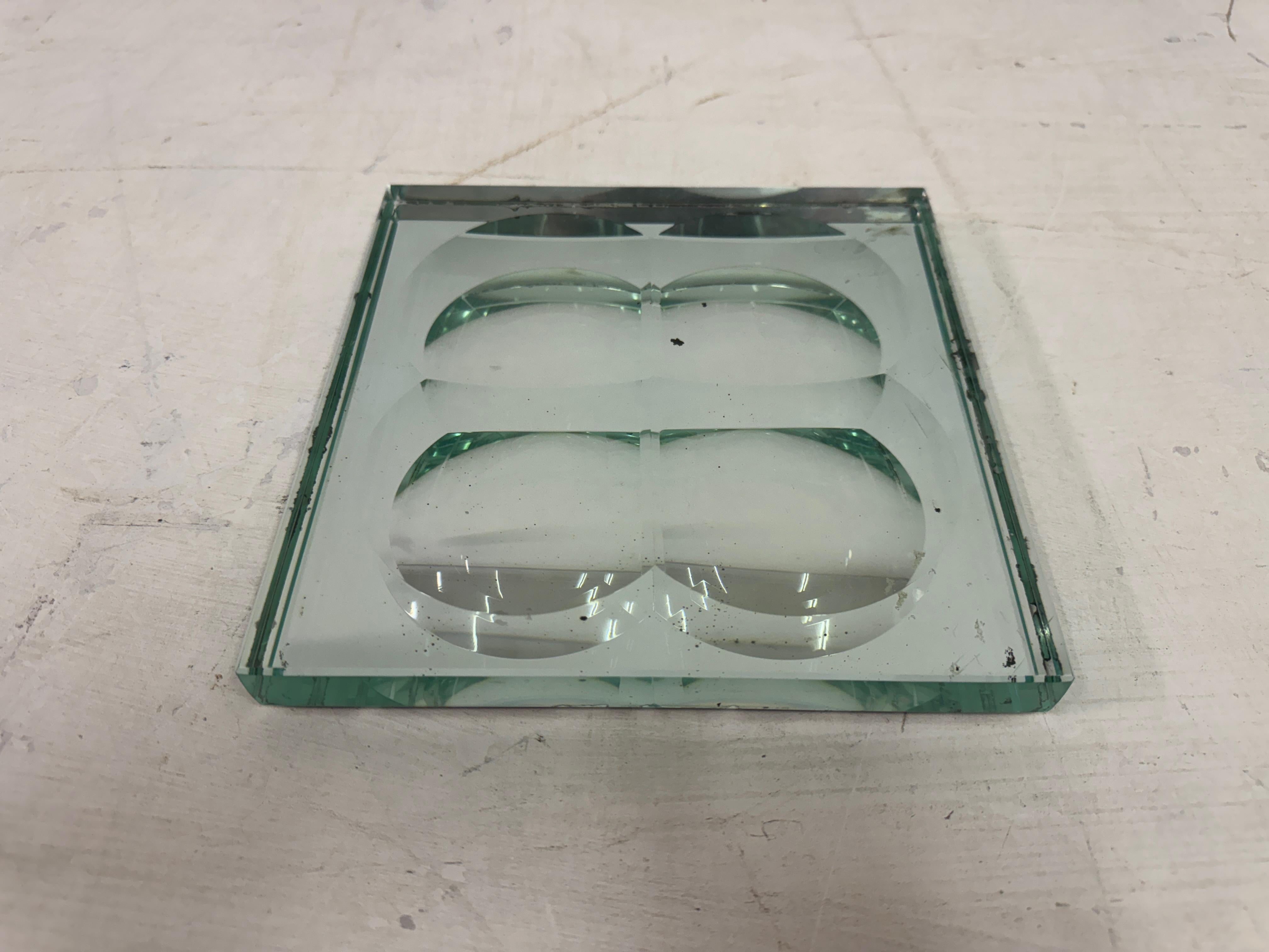 1950s Italian Square Crystal Dish In Good Condition For Sale In London, London