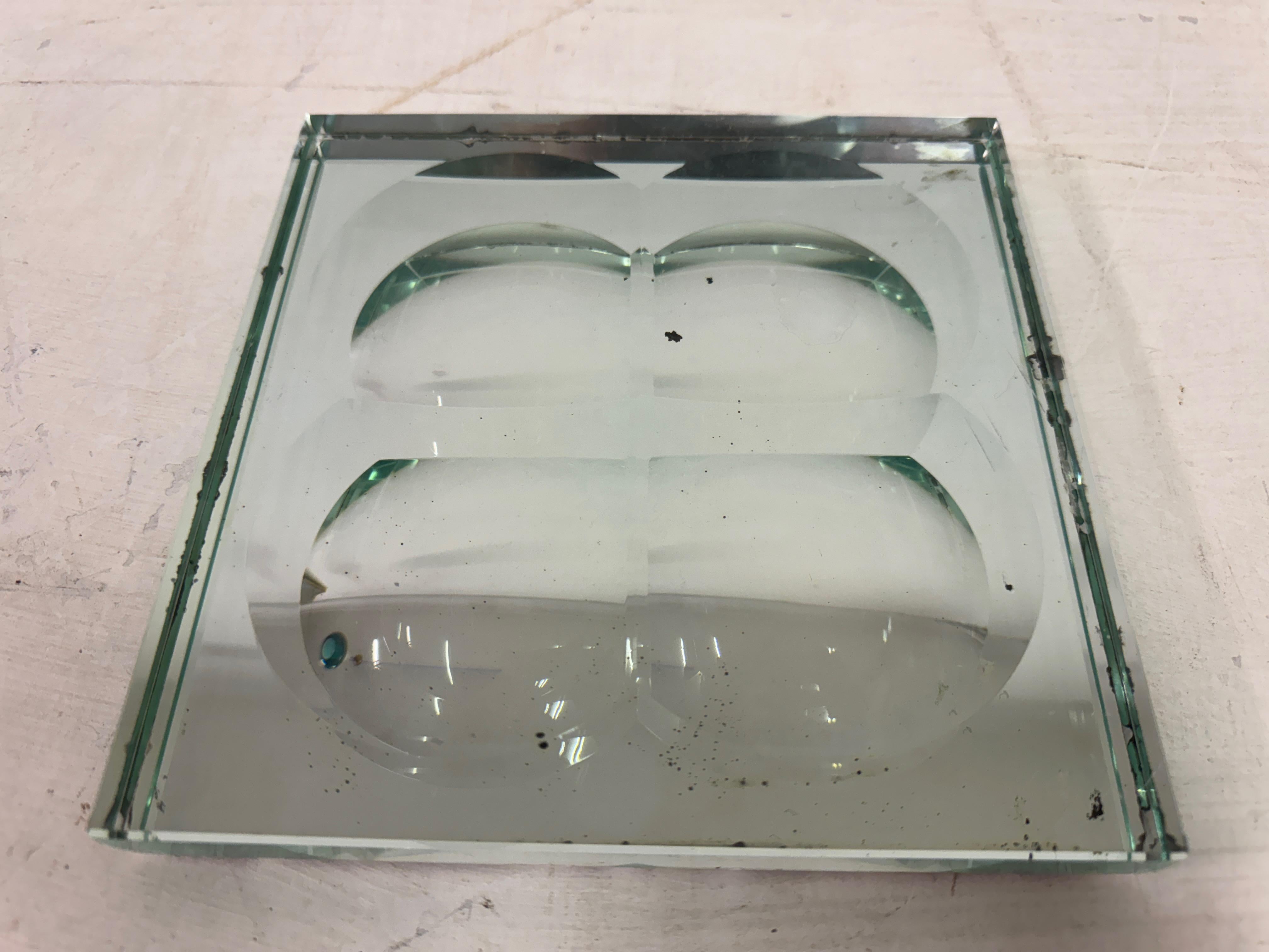 20th Century 1950s Italian Square Crystal Dish For Sale