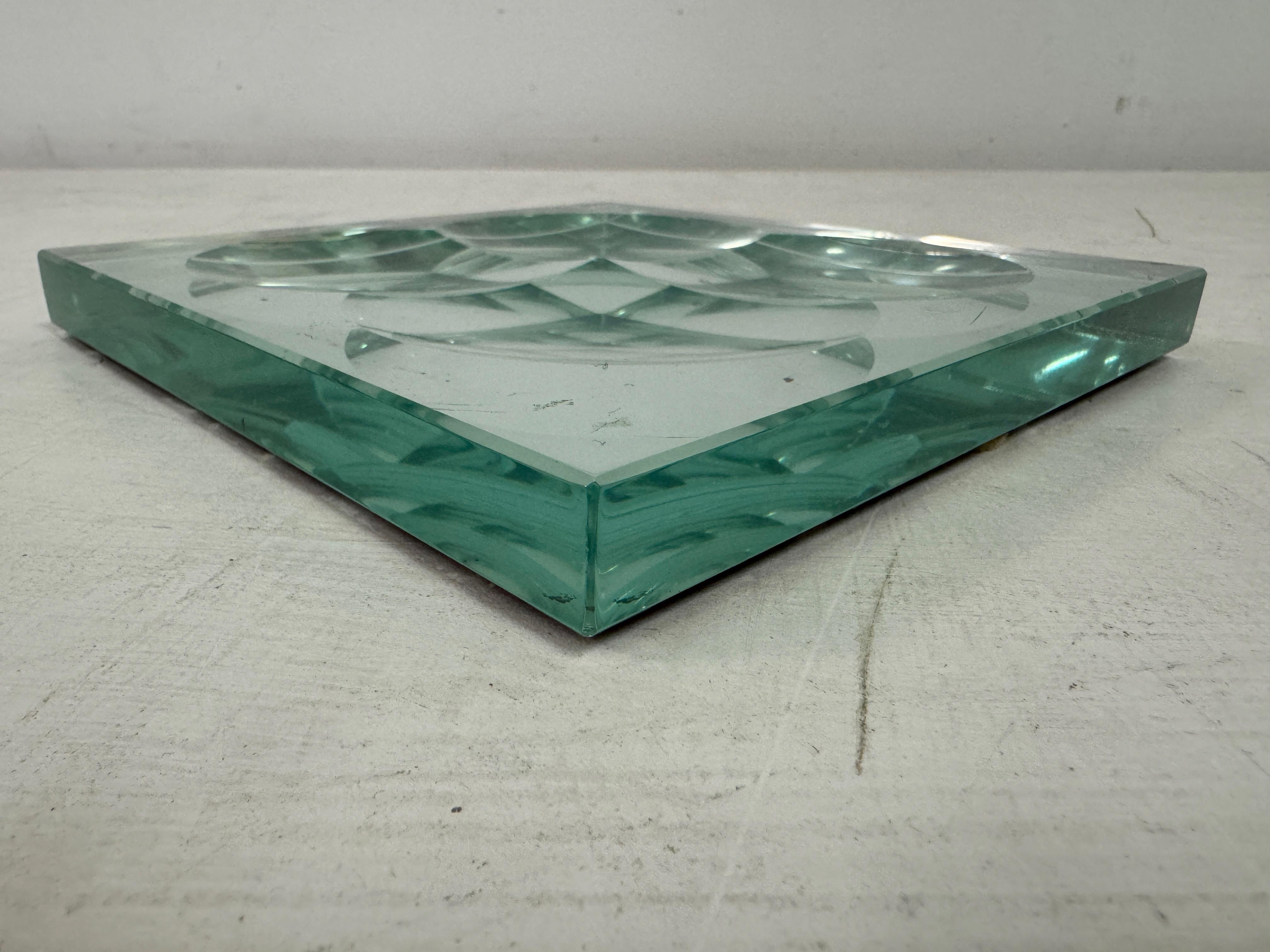 1950s Italian Square Crystal Dish For Sale 1