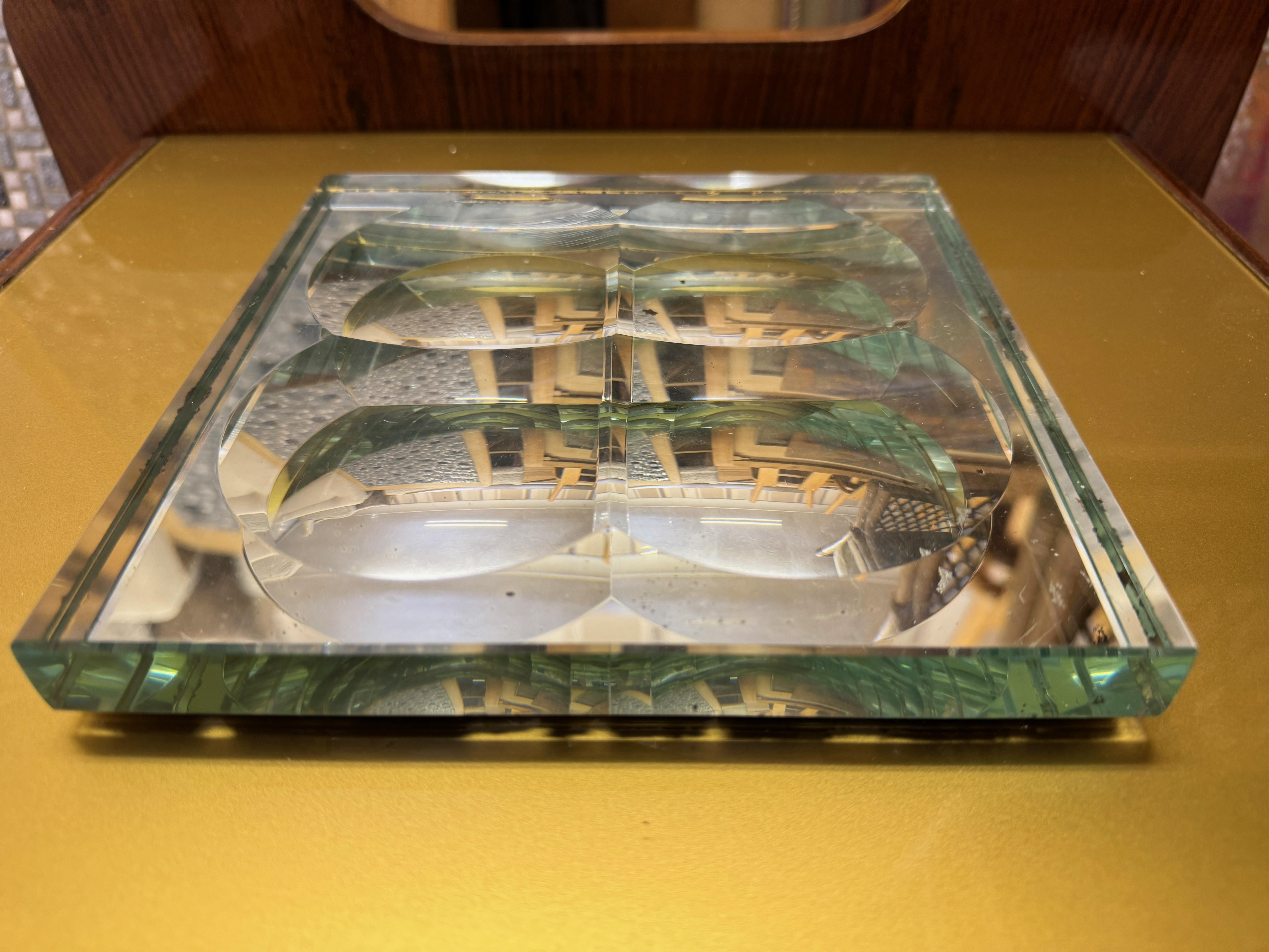 1950s Italian Square Crystal Dish For Sale 4