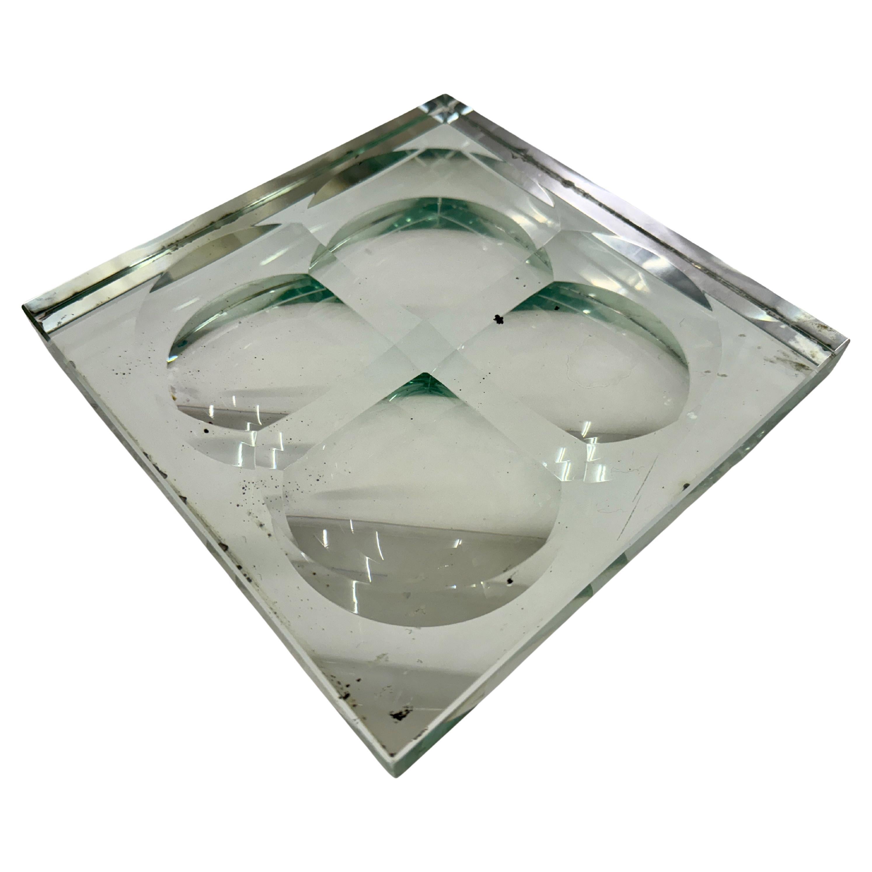 1950s Italian Square Crystal Dish For Sale