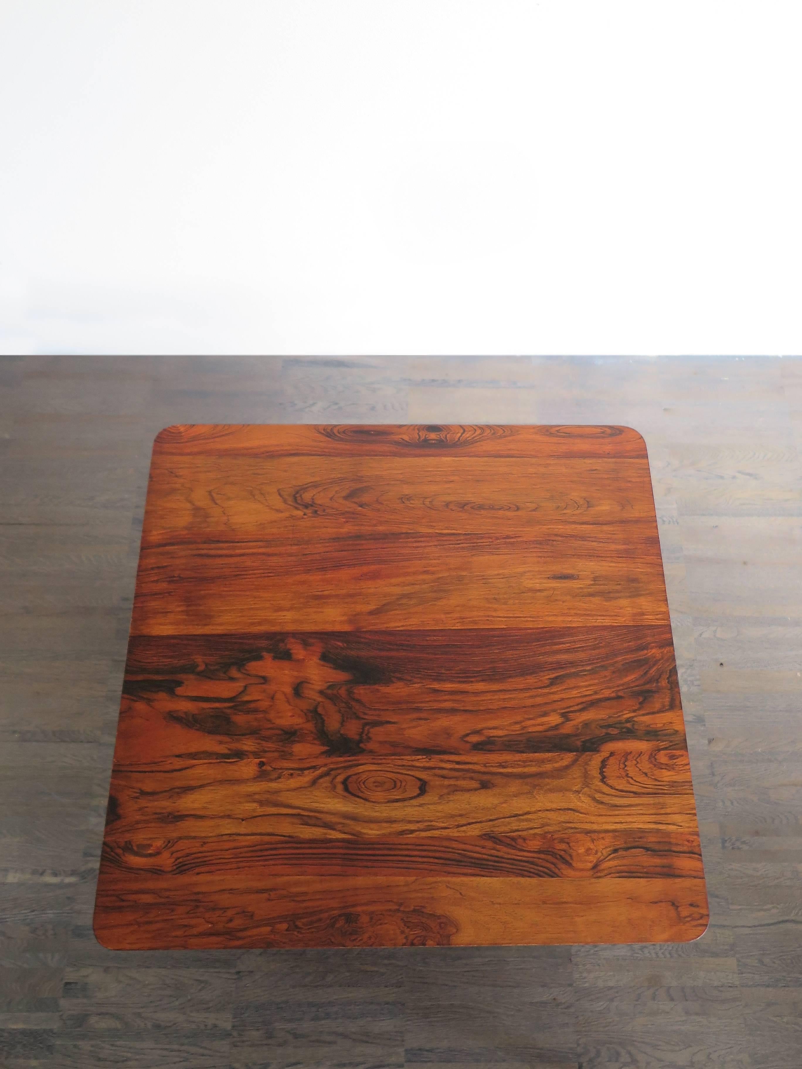 Mid-Century Modern 1950s Italian Square Rosewood and Brass Midcentury Modern Design Coffee Table
