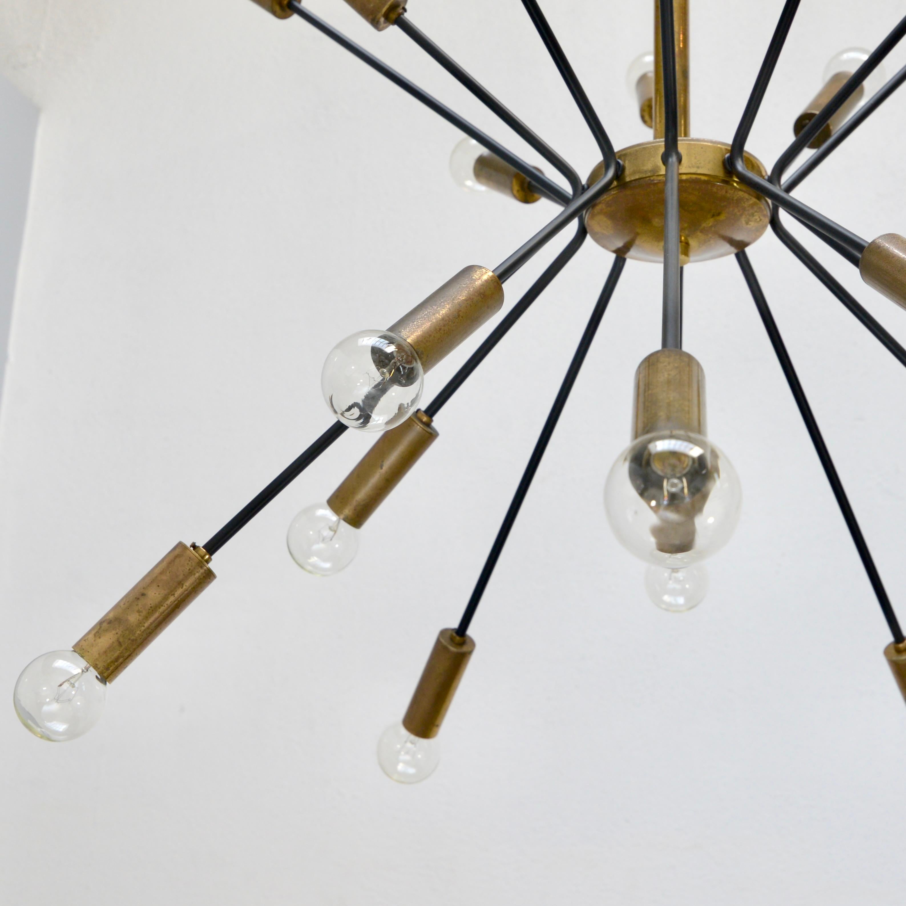 Mid-Century Modern 1950s Italian Stilnovo Attr Chandelier For Sale