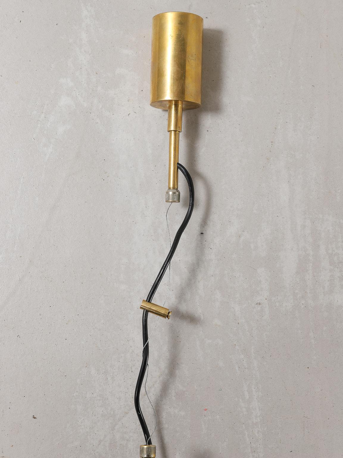 Stilnovo 1950s Italian Suspension Pendant Lacquered Metal Curved Glass and Brass (Messing)