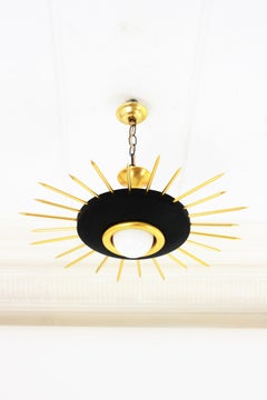 Colgante empotrable italiano Sunburst en metal negro y dorado