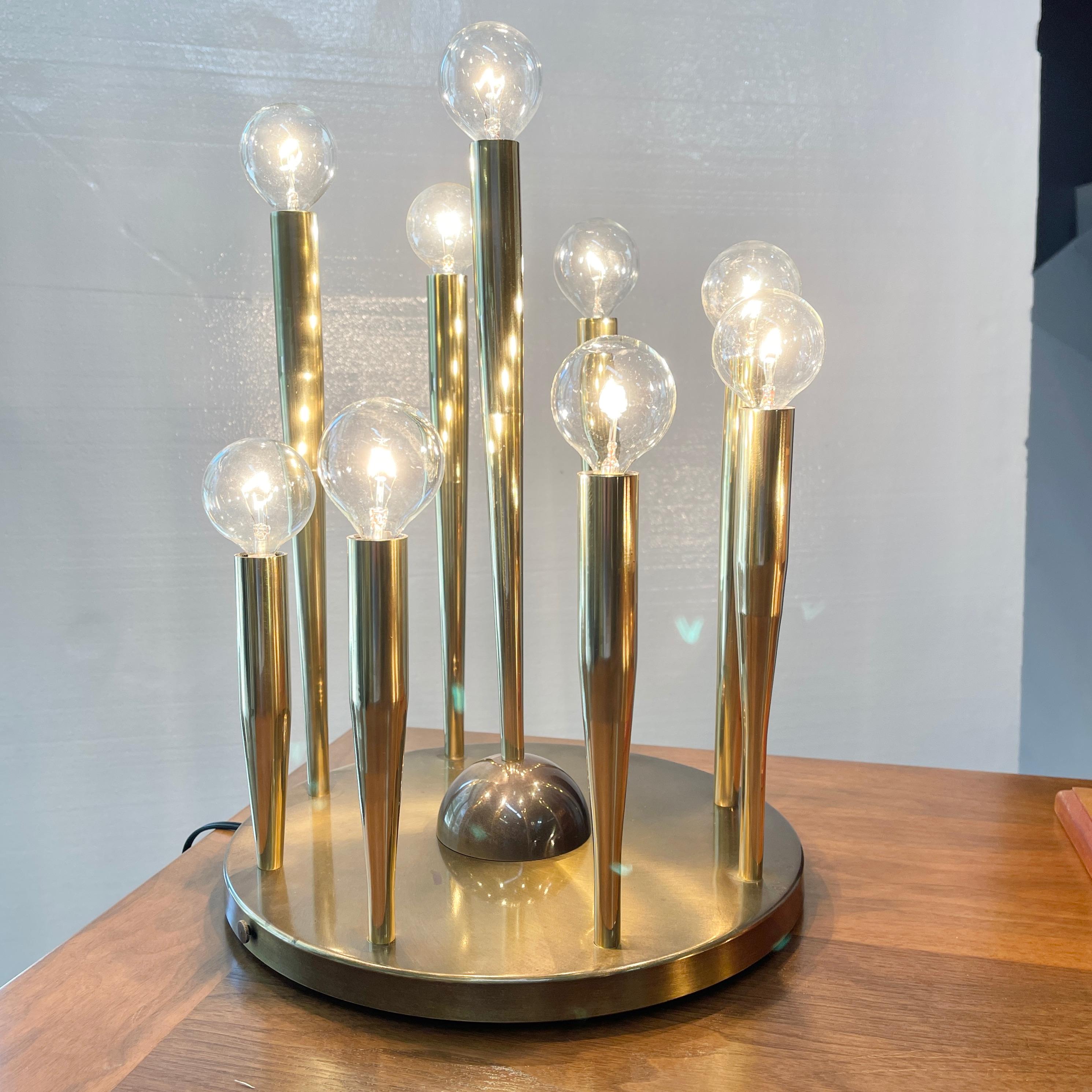 1950's Italian Swage Tapered Brass Tubes Ceiling Light For Sale 10