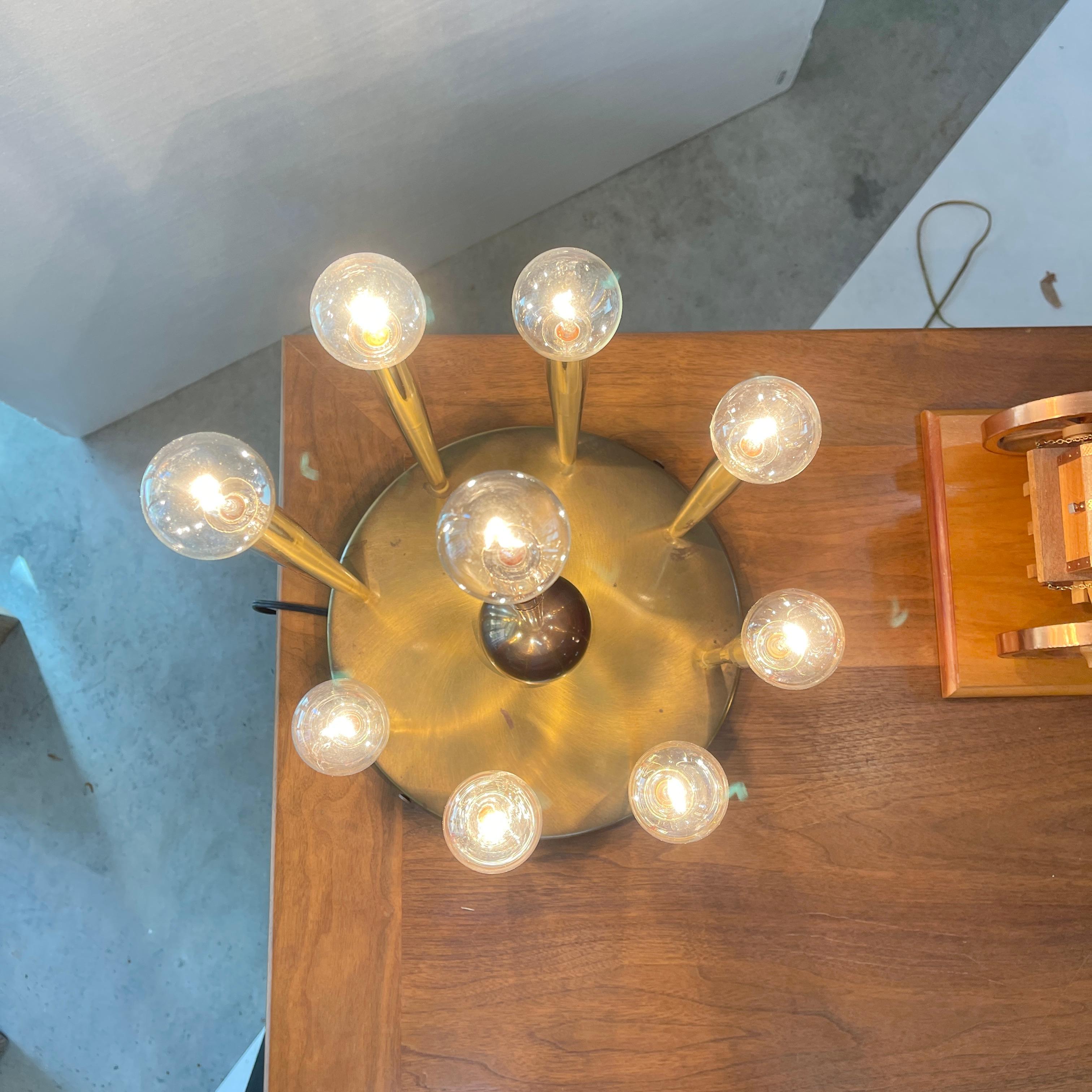 1950's Italian Swage Tapered Brass Tubes Ceiling Light For Sale 11