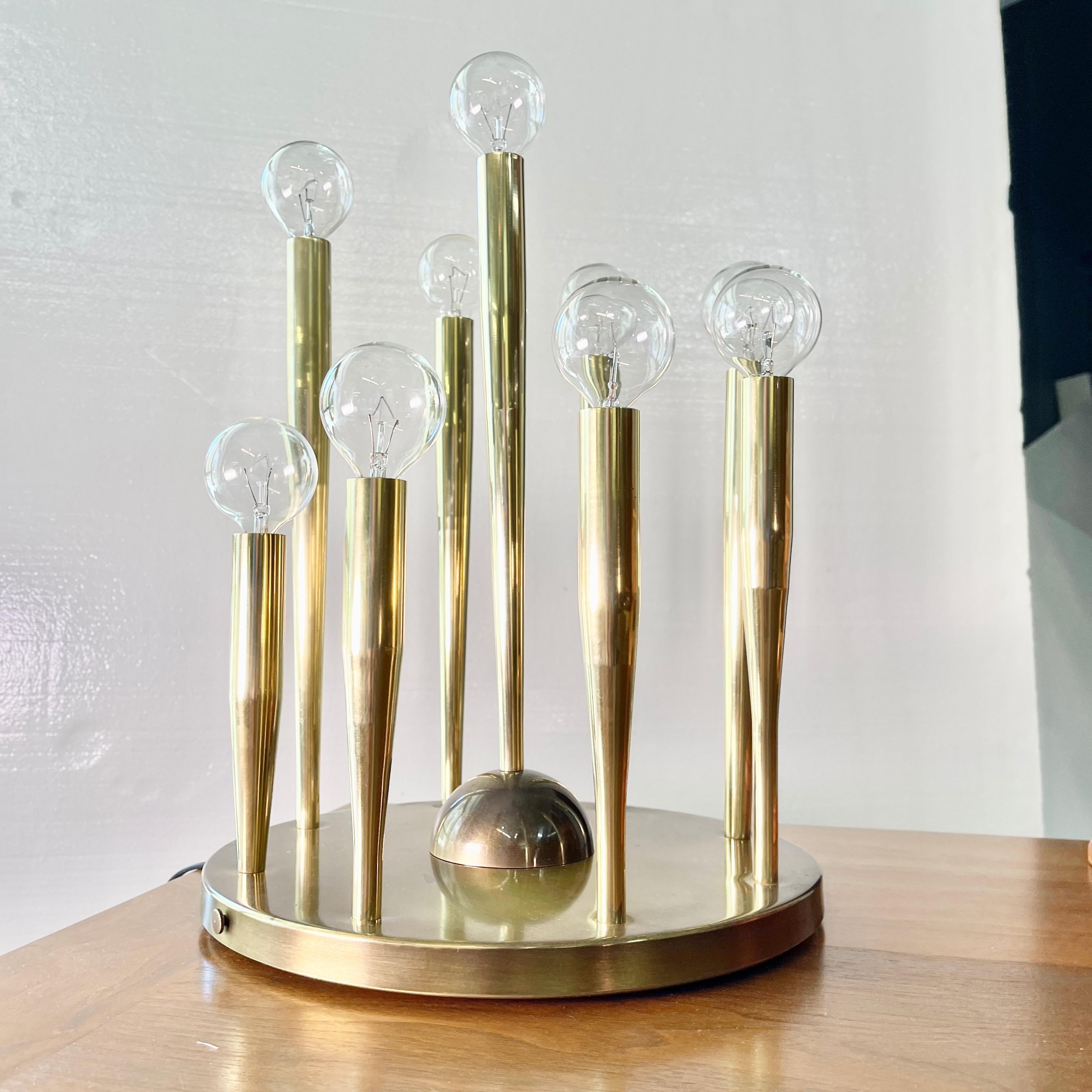 Mid-20th Century 1950's Italian Swage Tapered Brass Tubes Ceiling Light