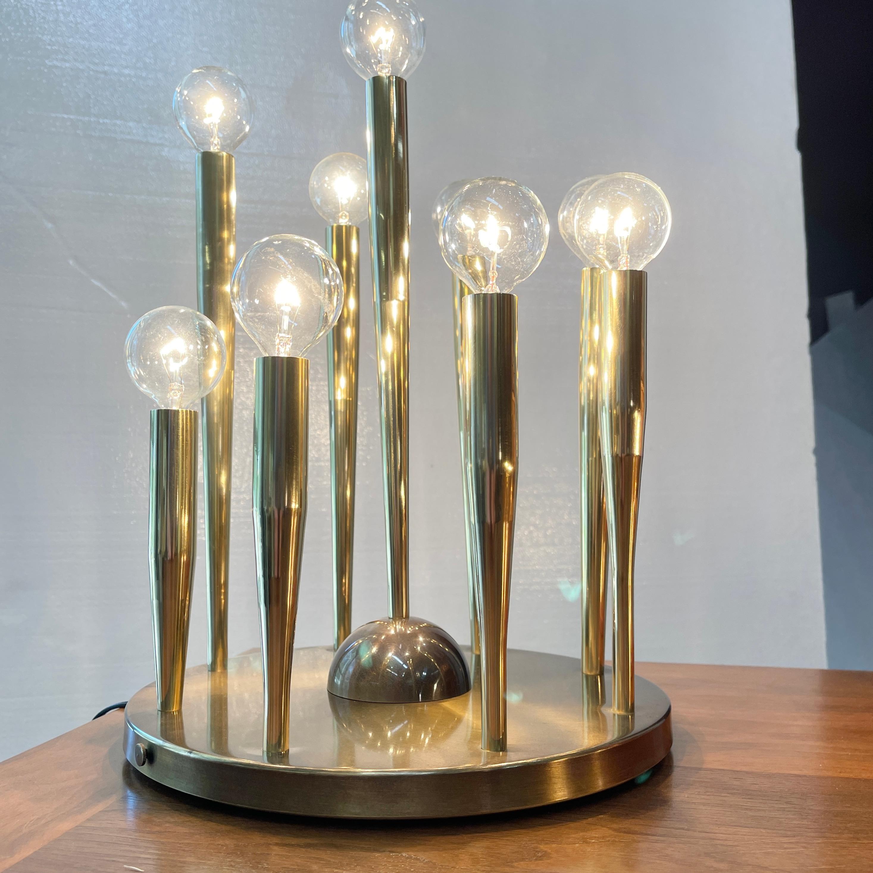 1950's Italian Swage Tapered Brass Tubes Ceiling Light For Sale 1