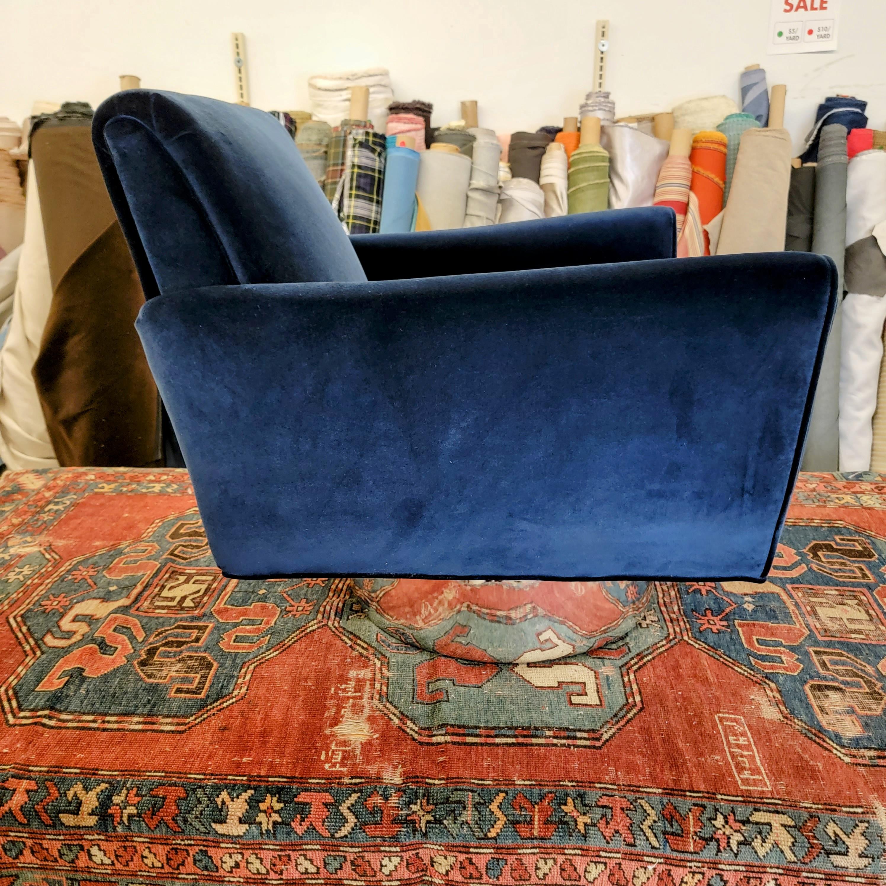 Velvet 1950s Italian Swivel Tub Chairs in the Style of Marco Zanuso For Sale
