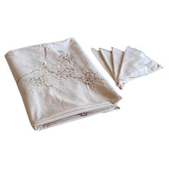 1950s Italian Tablecloth - Hand-embroidered 'ricamo a intaglio' technique