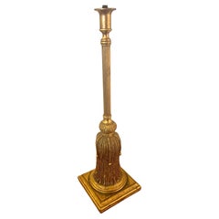 1950's Italian Tall Hollywood Regency Gold Leaf Finish Table Lamp