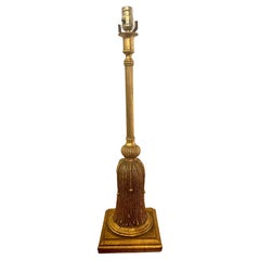 1950's Italian Tall Hollywood Regency Gold Leaf Finish Table Lamp
