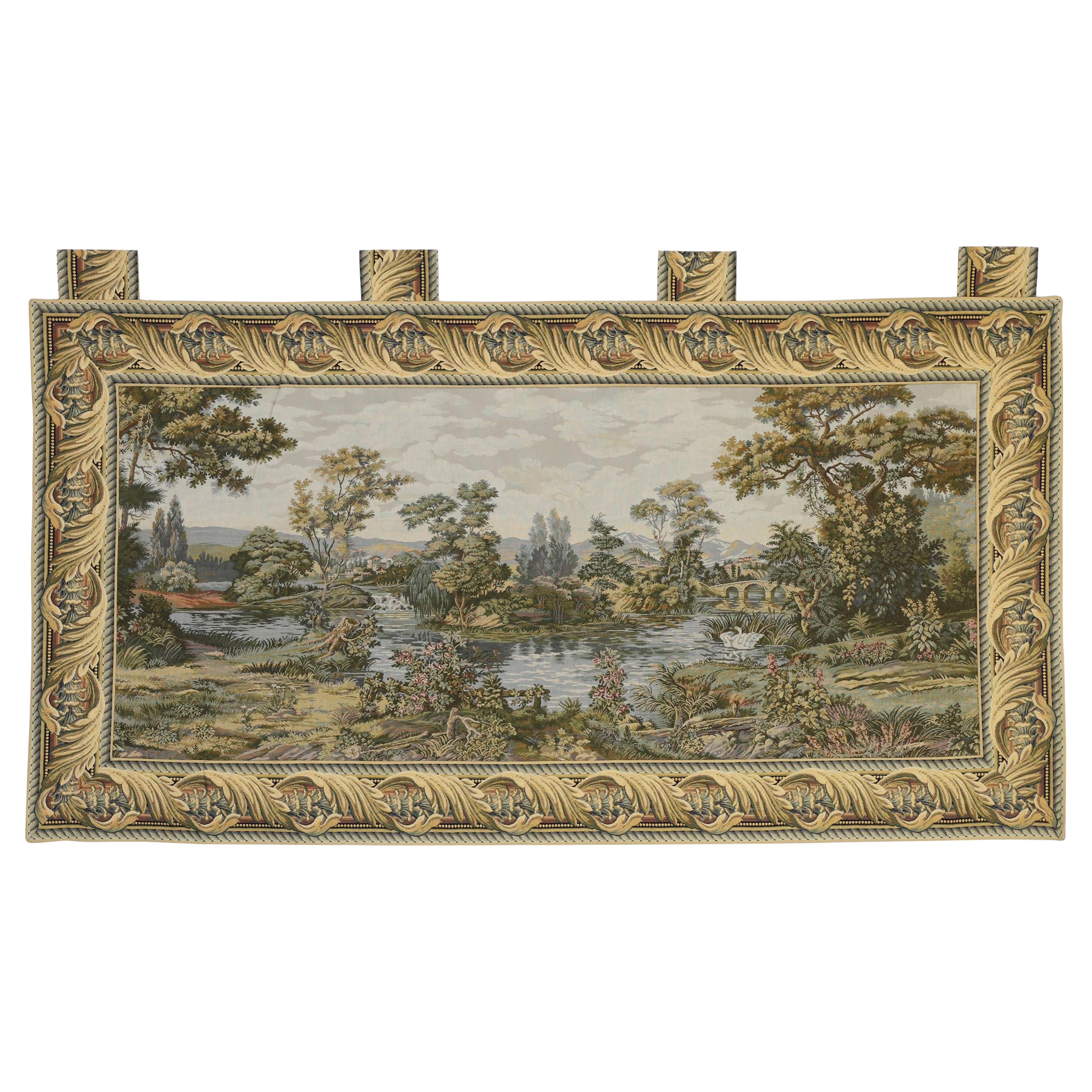 1950's Italienischer Wandteppich Swan in the Lake, Wandbehang im Renaissance-Stil