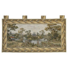 1950's Italian Tapestry Swan in the Lake, Renaissance Style Wall Hanging