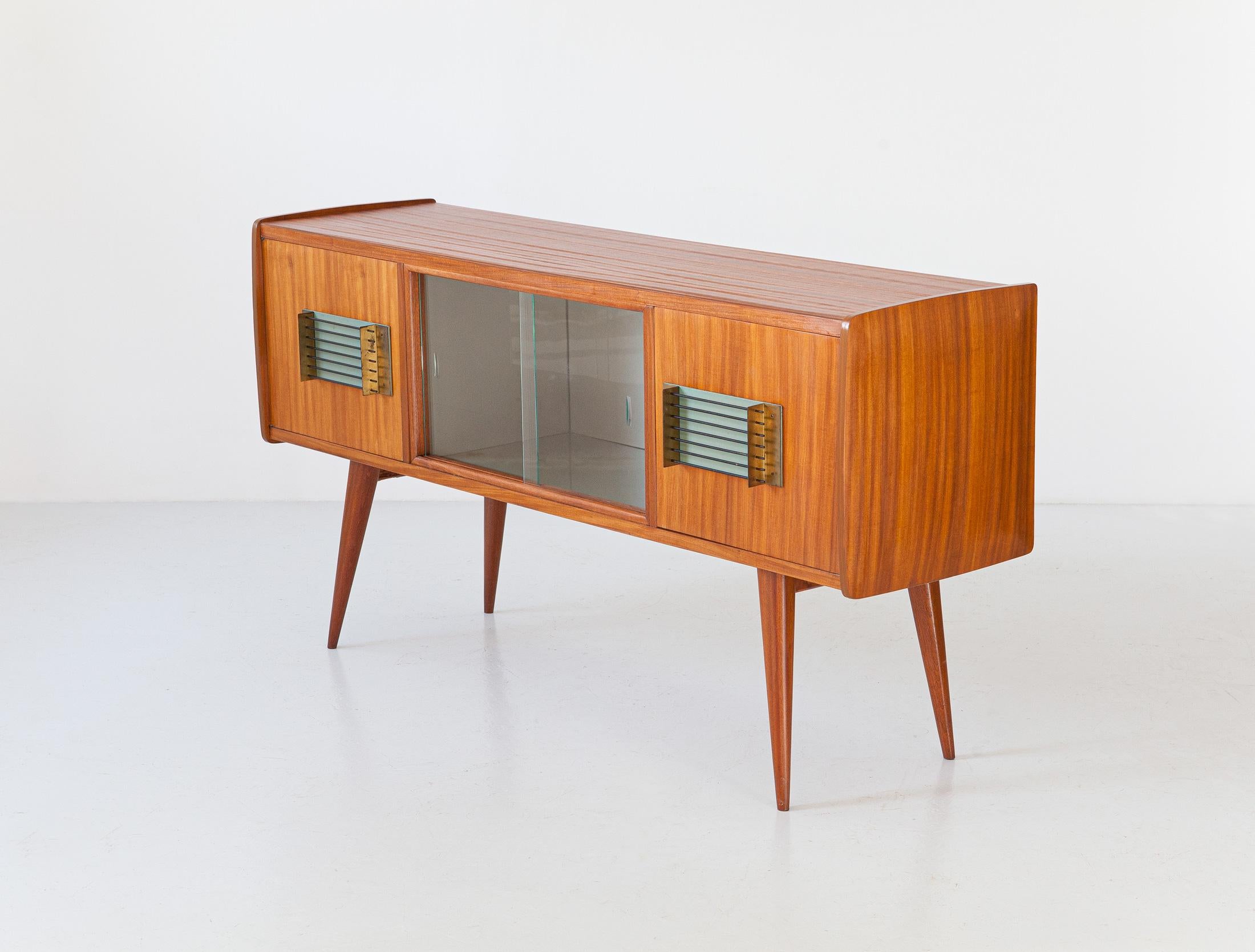 1950s Italian Teak and Brass Sideboard with Bar 2
