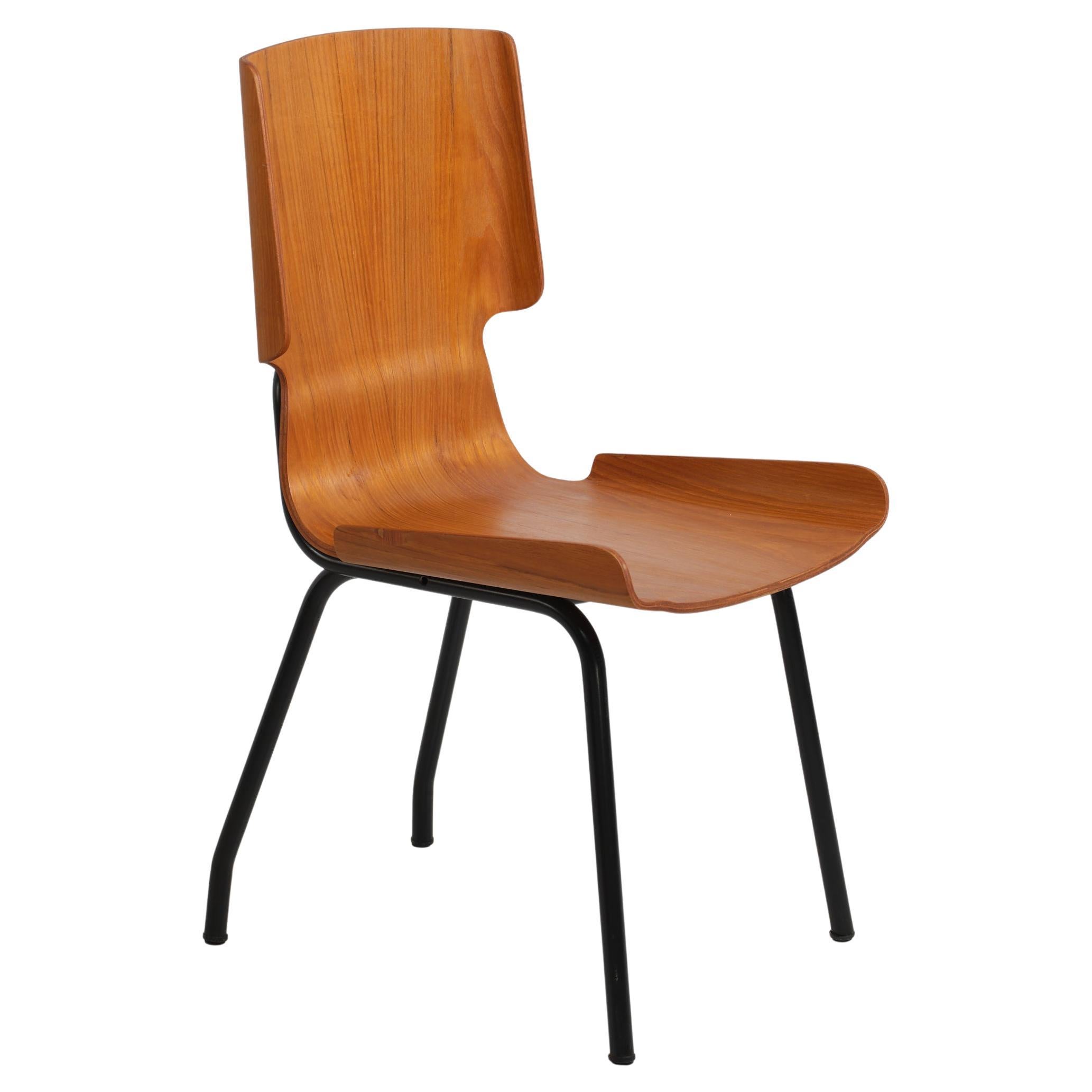 Silla italiana de madera curvada de teca de los años 50, Model 112 de Società Compensati Curvi en venta