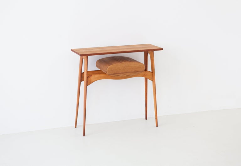 1950s Italian Teak Console Table With Drawer