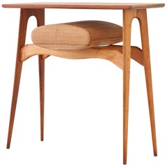 1950s Italian Teak Console Table with Drawer