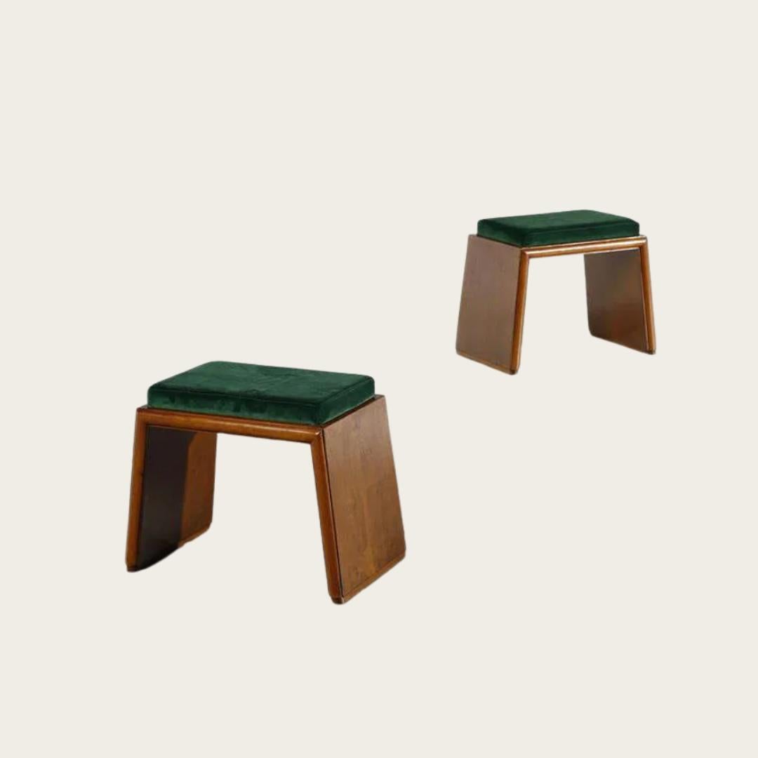Mid-20th Century 1950s Italian Teak Stool attributed to Osvaldo Borsani For Sale