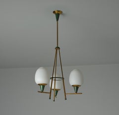 Lustre italien à trois lumières des années 1950, attribué à Stilnovo