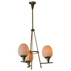 Lustre italien à trois lumières des années 1950, attribué à Stilnovo