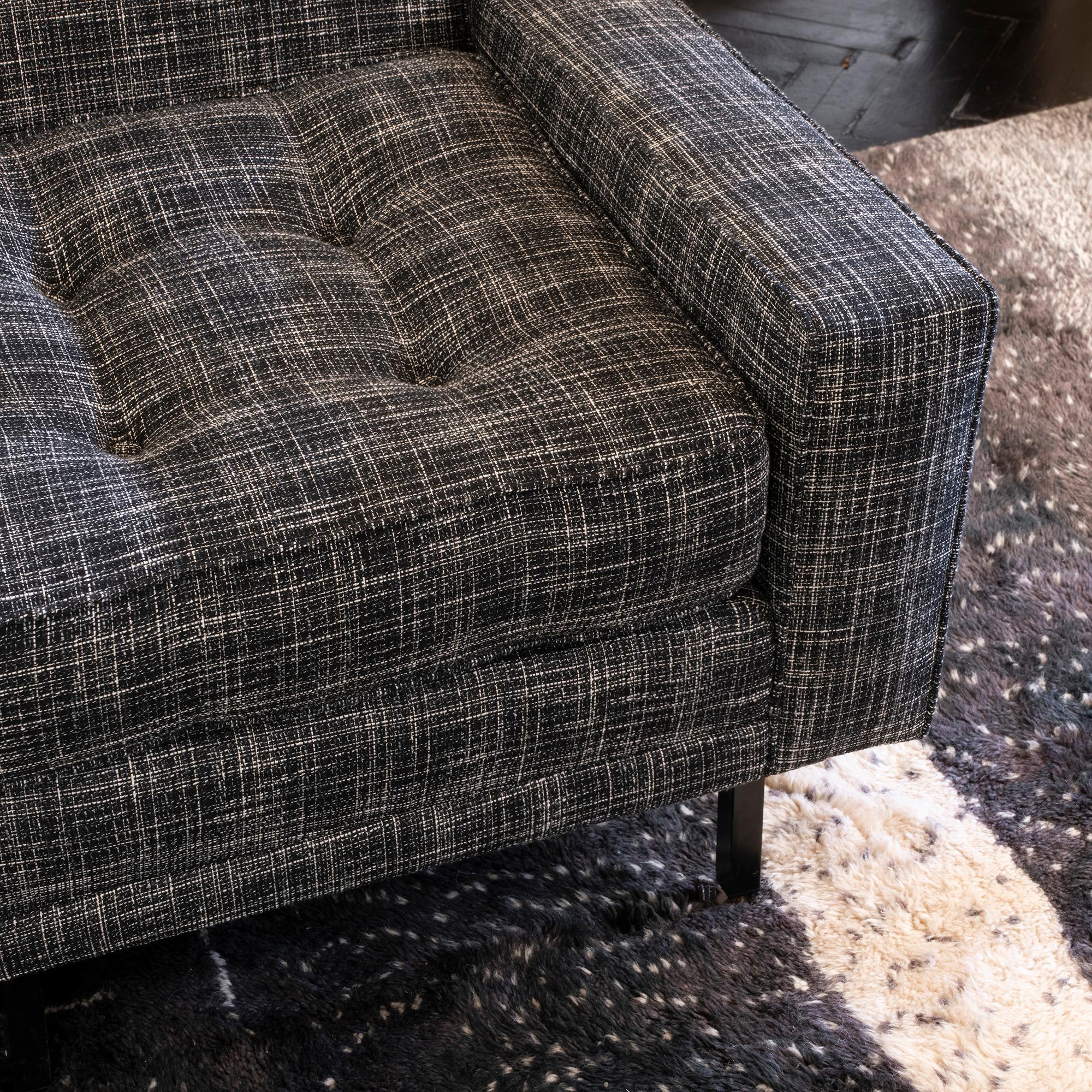 1950s Italian Three Pieces Modular Sofa, Black and White Fabric 4